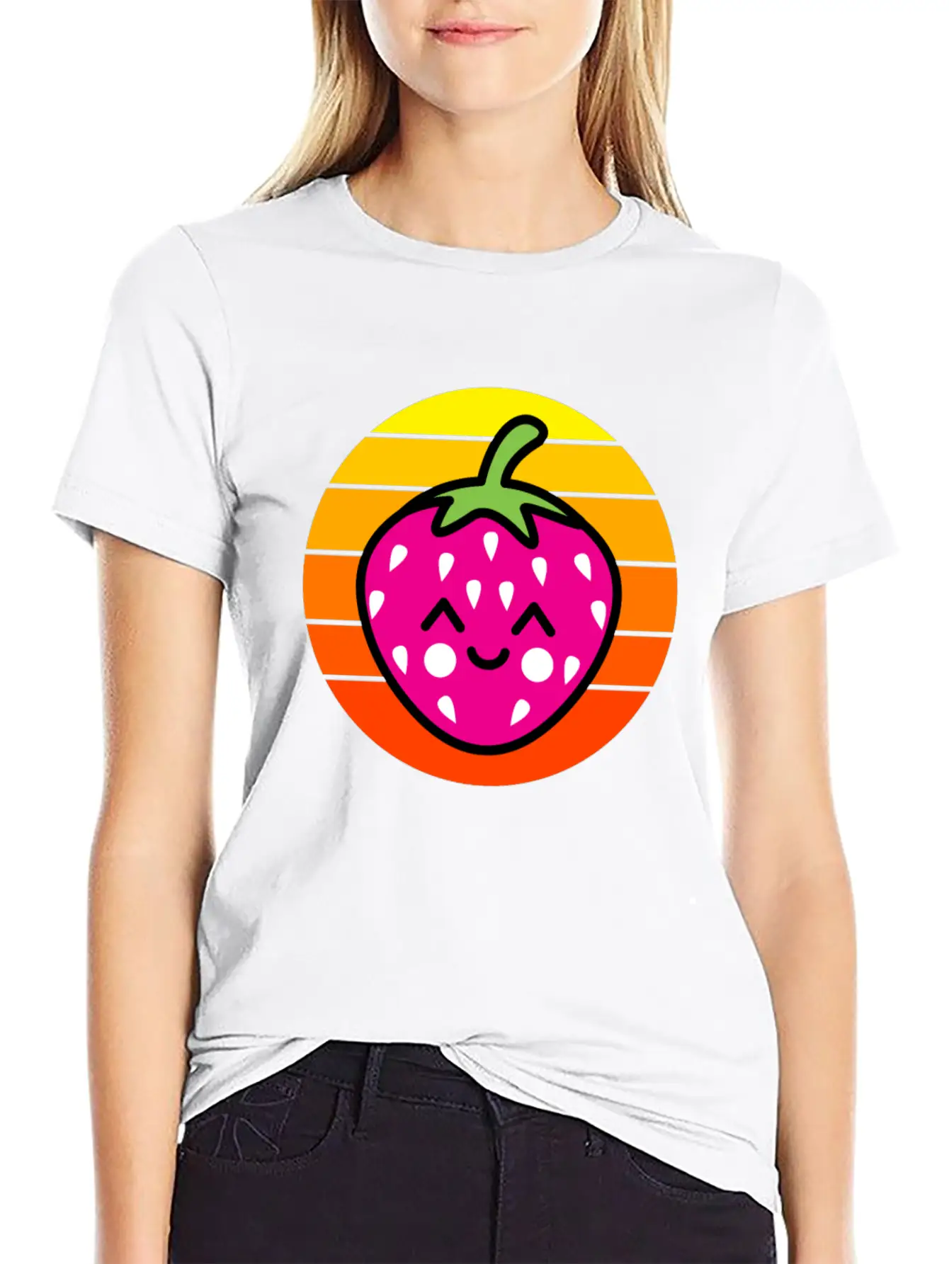 Strawberry Sunset Basic Graphic T-Shirt – Daily Comfort In Soft Cotton