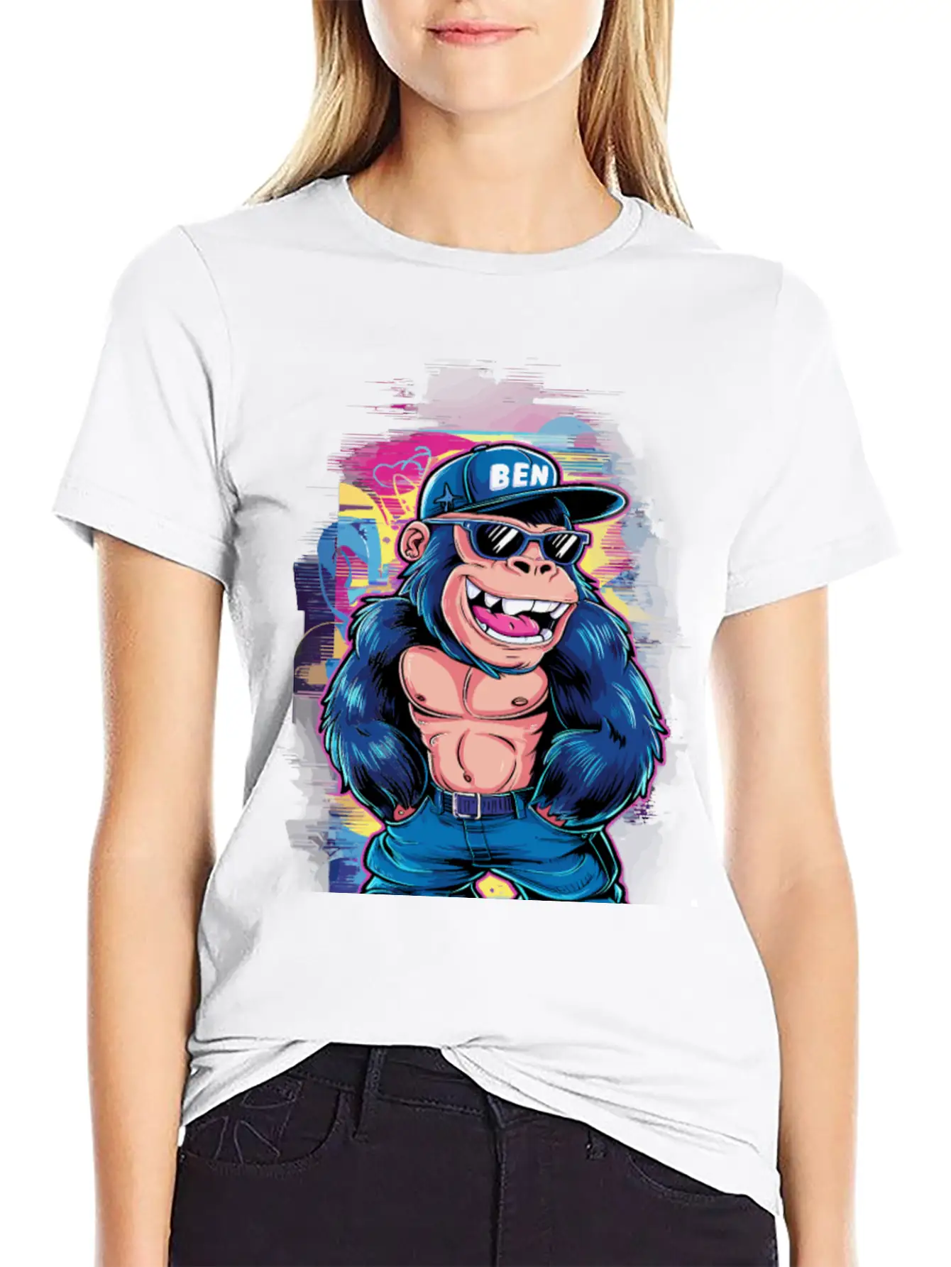 Street Art Gorilla Music Relaxed Everyday Tee – Lightweight And Durable Cotton