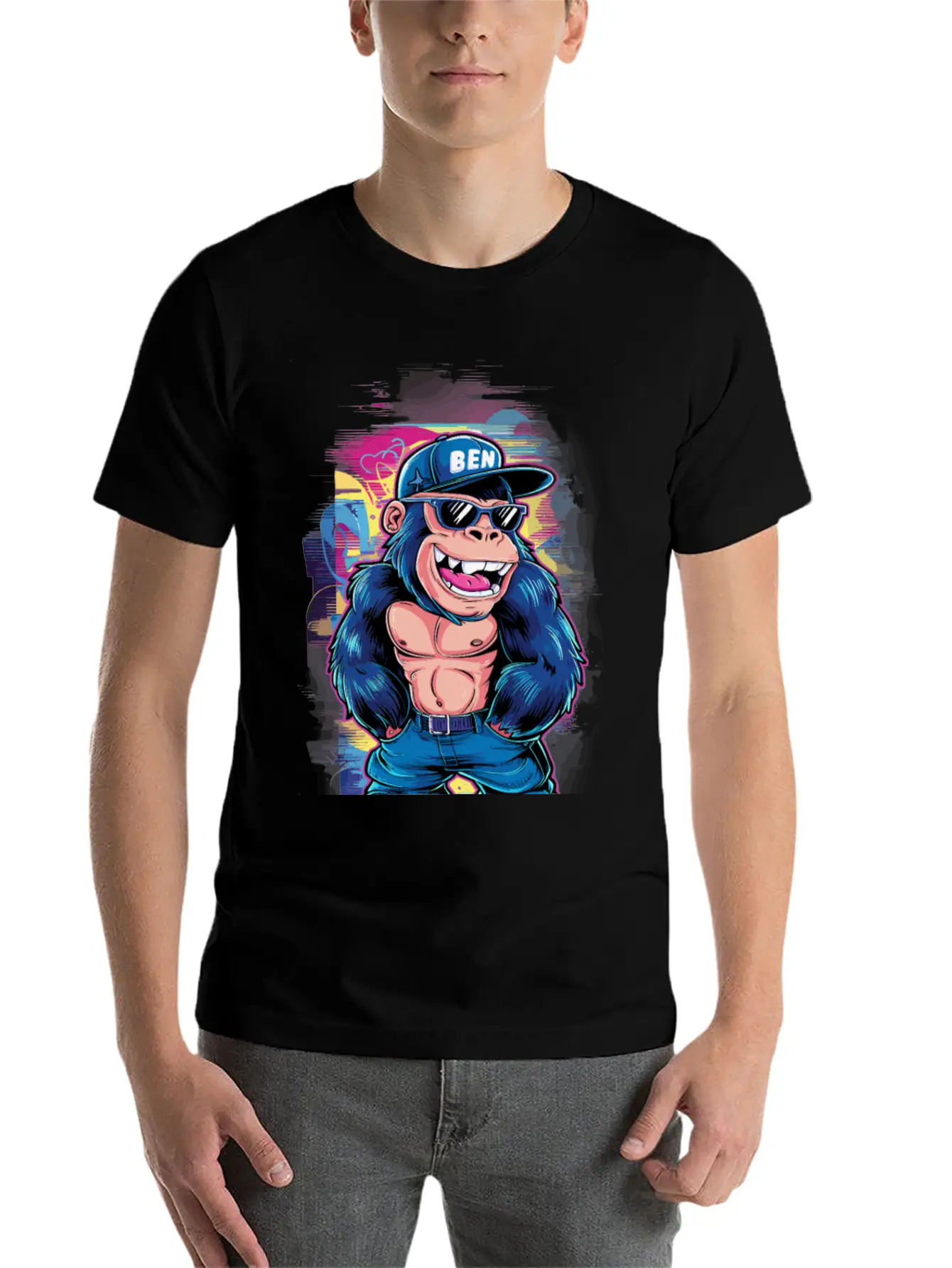 Street Art Gorilla Music Relaxed Everyday Tee – Lightweight And Durable Cotton