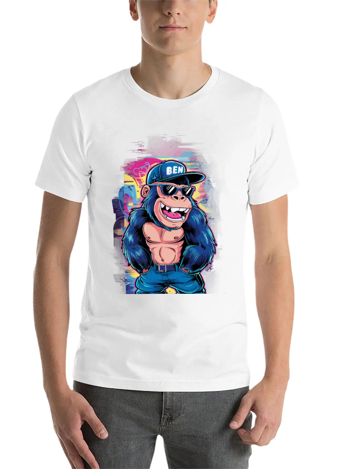 Street Art Gorilla Music Relaxed Everyday Tee – Lightweight And Durable Cotton