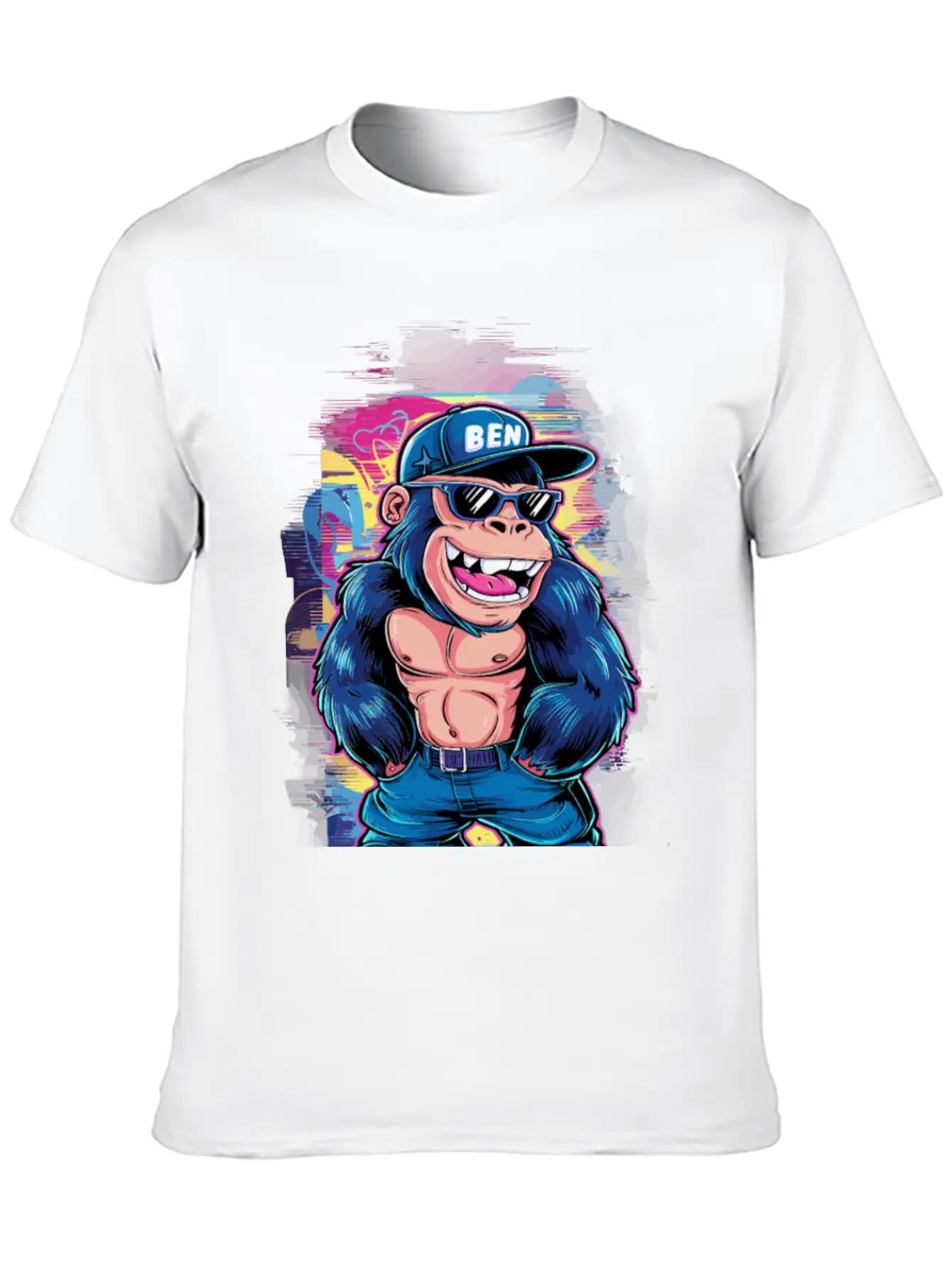 Street Art Gorilla Music Relaxed Everyday Tee – Lightweight And Durable Cotton