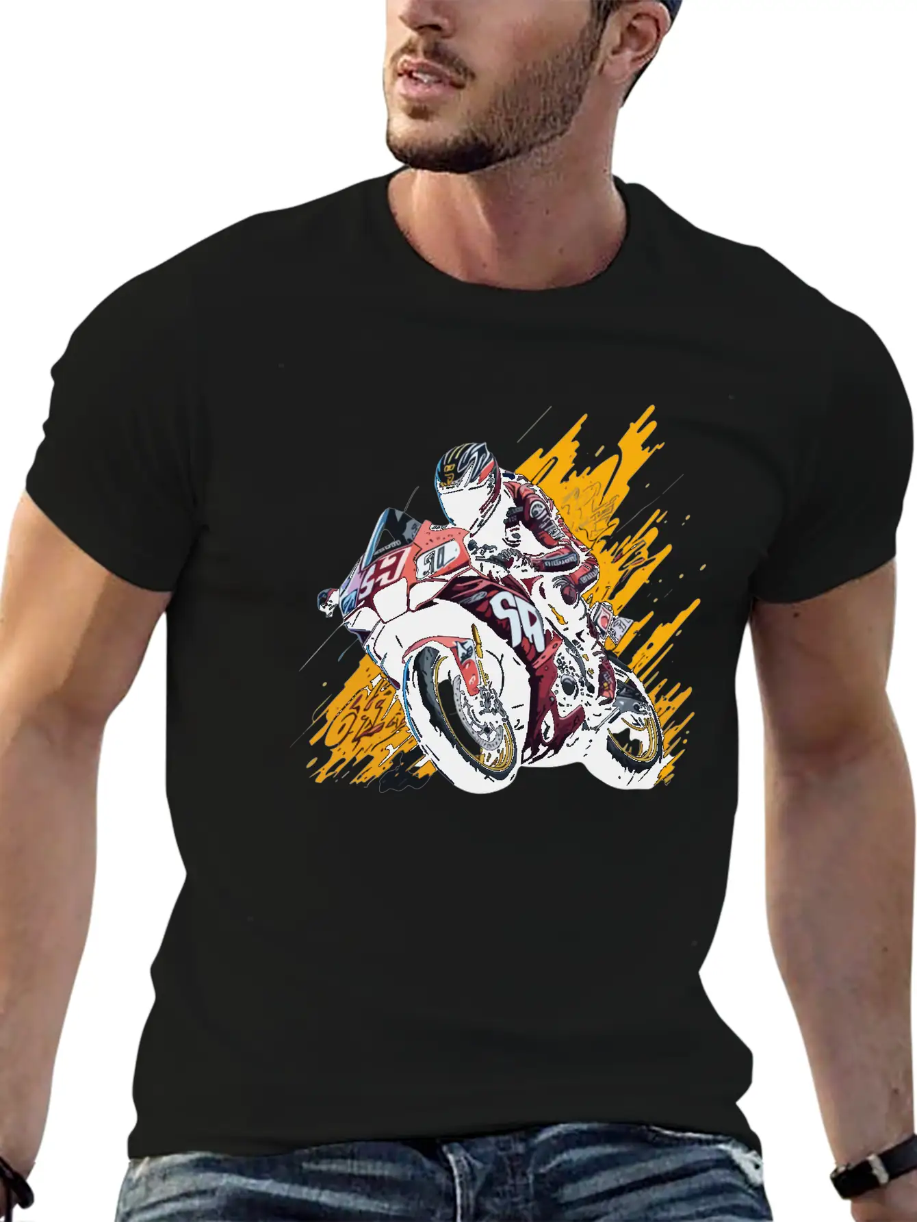 Street Art Racer: Graffiti-Charged MotoGP Thrills Unisex Casual T-Shirt ��� Clean Design For Daily Comfort