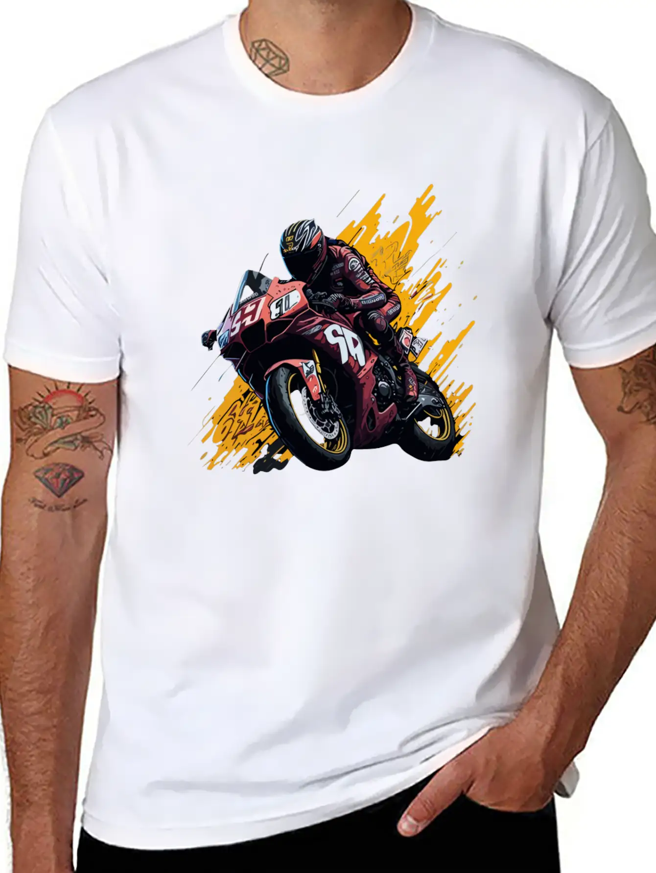 Street Art Racer: Graffiti-Charged MotoGP Thrills Unisex Casual T-Shirt ��� Clean Design For Daily Comfort