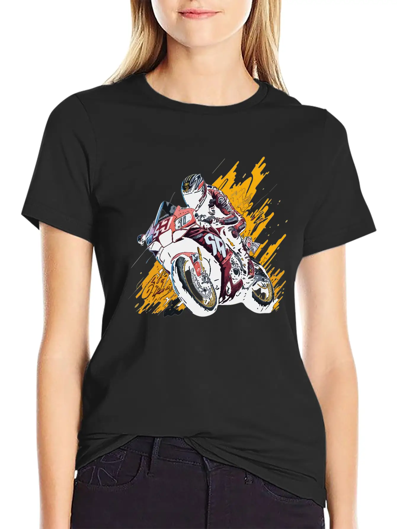 Street Art Racer: Graffiti-Charged MotoGP Thrills Unisex Casual T-Shirt ��� Clean Design For Daily Comfort
