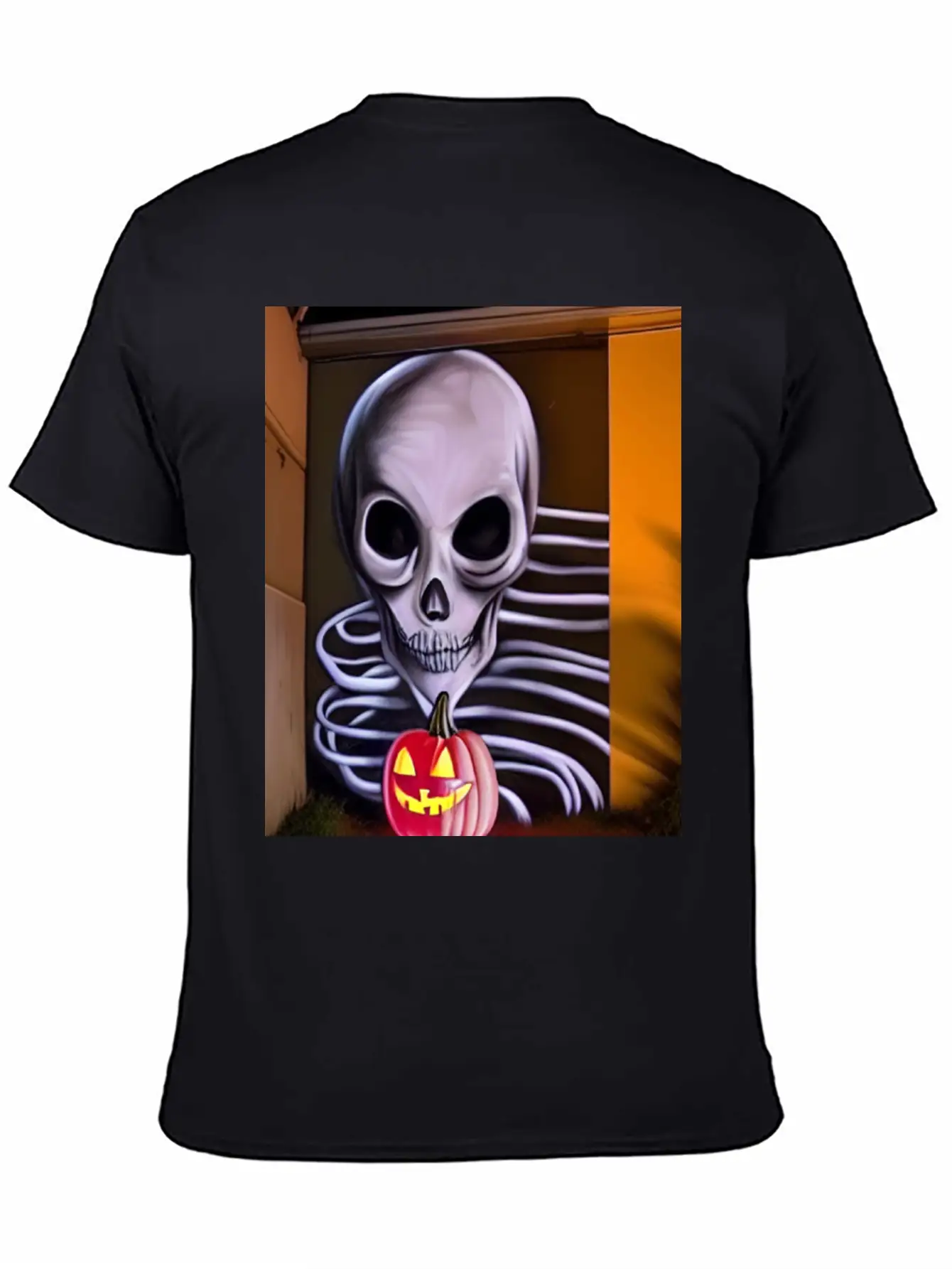 STREET ART SKULL AND PUMPKIN Unisex Casual T-Shirt – Clean Design For Daily Comfort