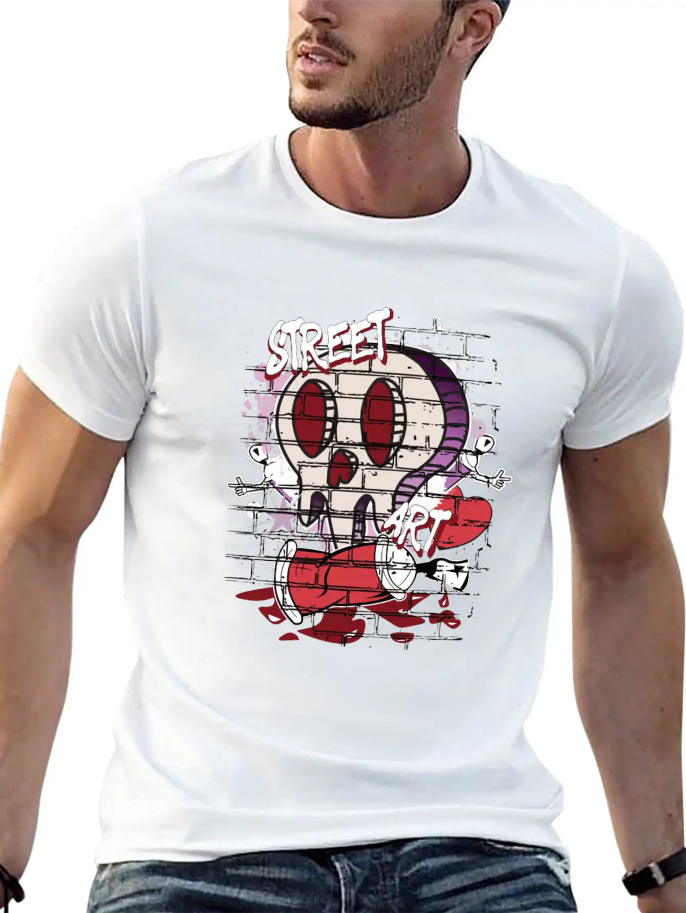 Street Art Skull Graffiti Unisex Casual T-Shirt – Clean Design For Daily Comfort