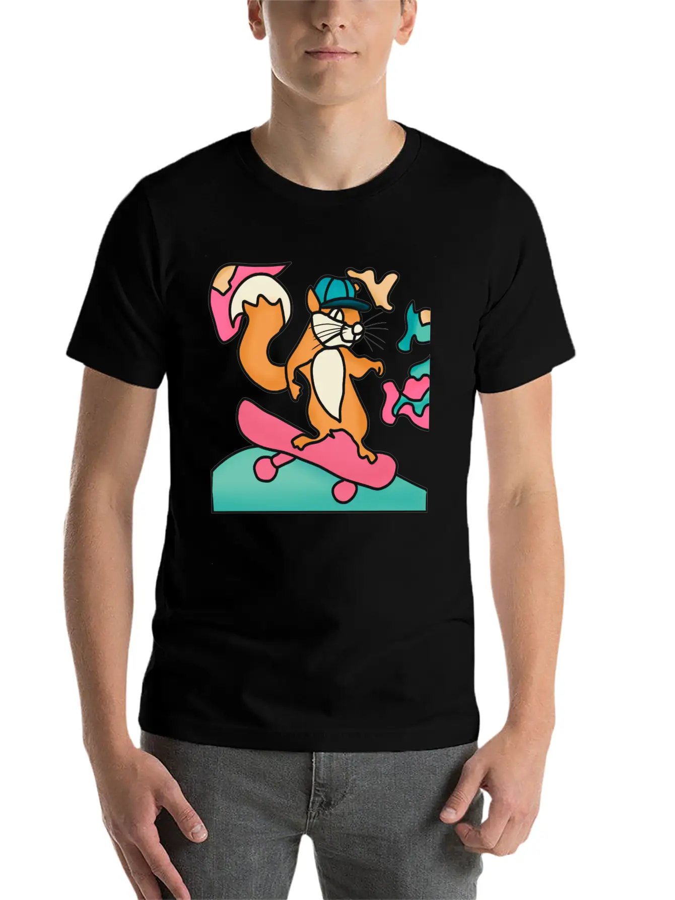 Street Retro Squirrel On Skateboard | Funny Unisex Casual T-Shirt – Clean Design For Daily Comfort