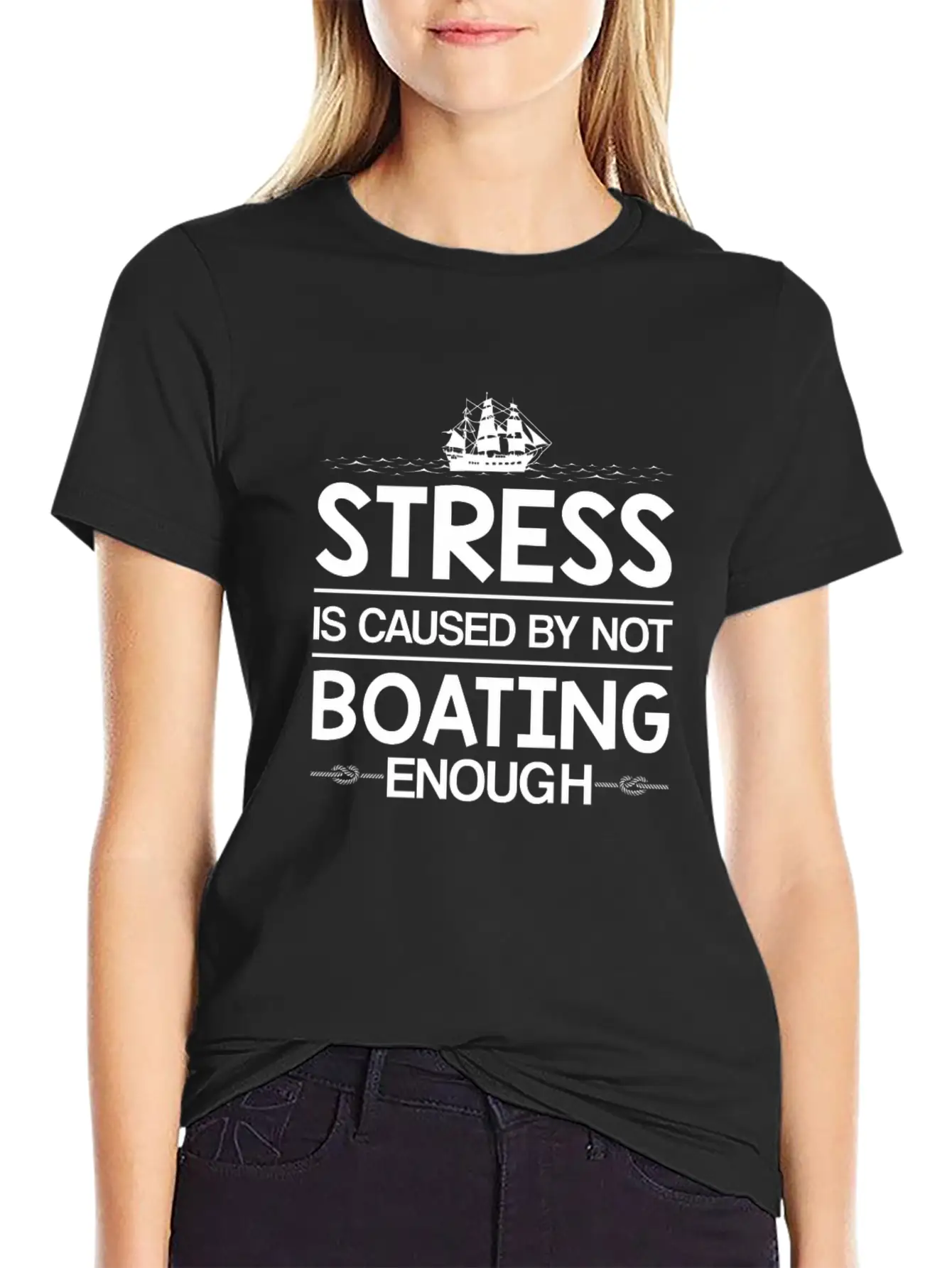 Stress Caused Not Boating Enough Sailing Stylish Everyday T-Shirt – Unisex Basic Cotton Tee