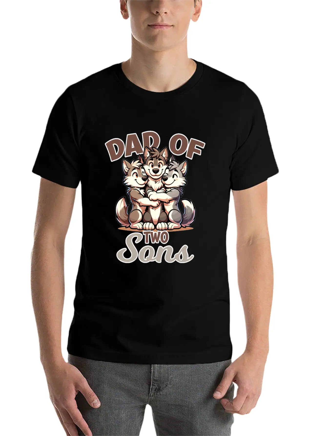 Strong Wolf With Wolf Child For A Dad Unisex Casual T-Shirt – Clean Design For Daily Comfort