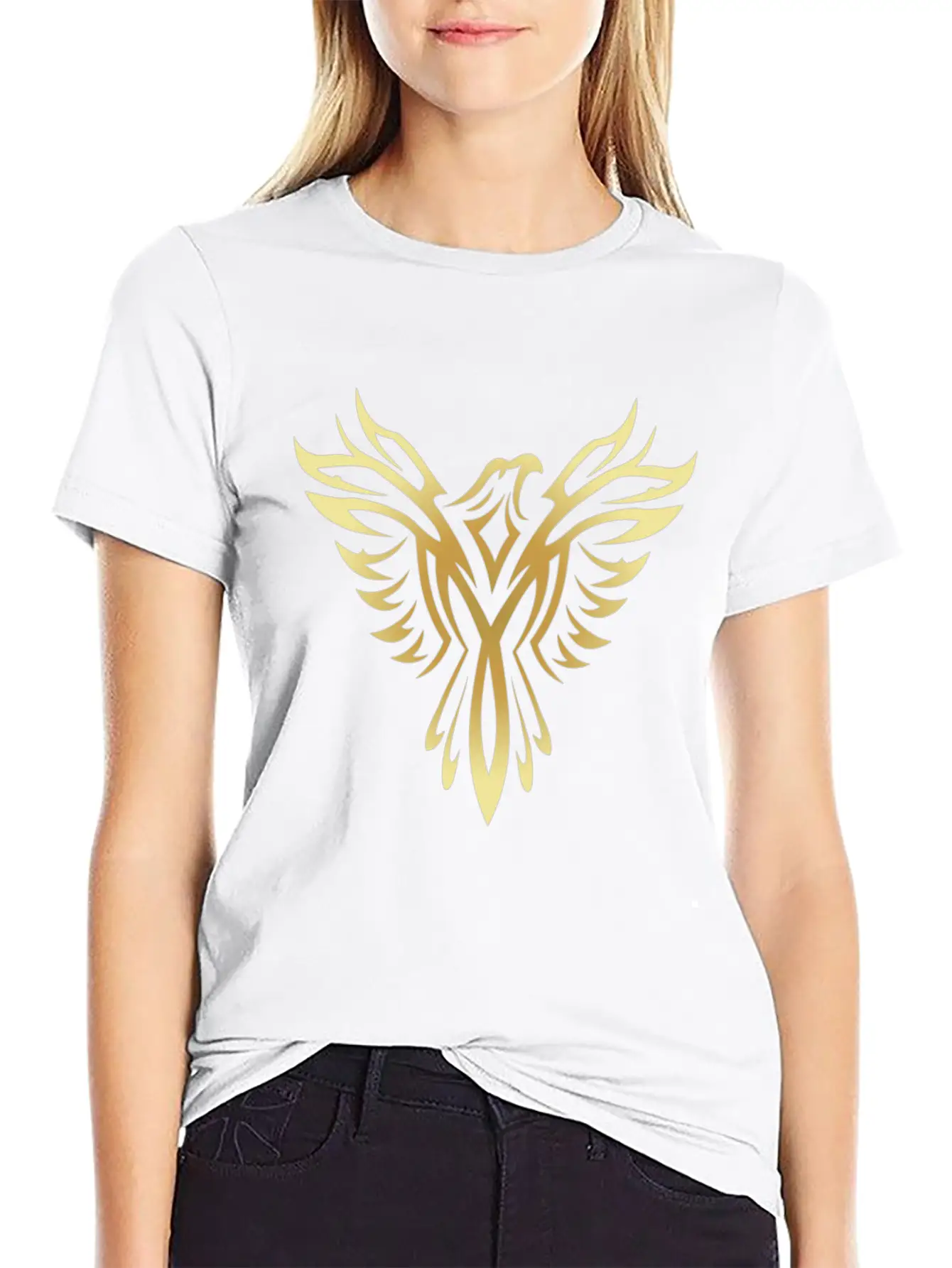 Stylish Gold Phoenix Mythical Bird Rising Born Unisex Casual T-Shirt – Clean Design For Daily Comfort