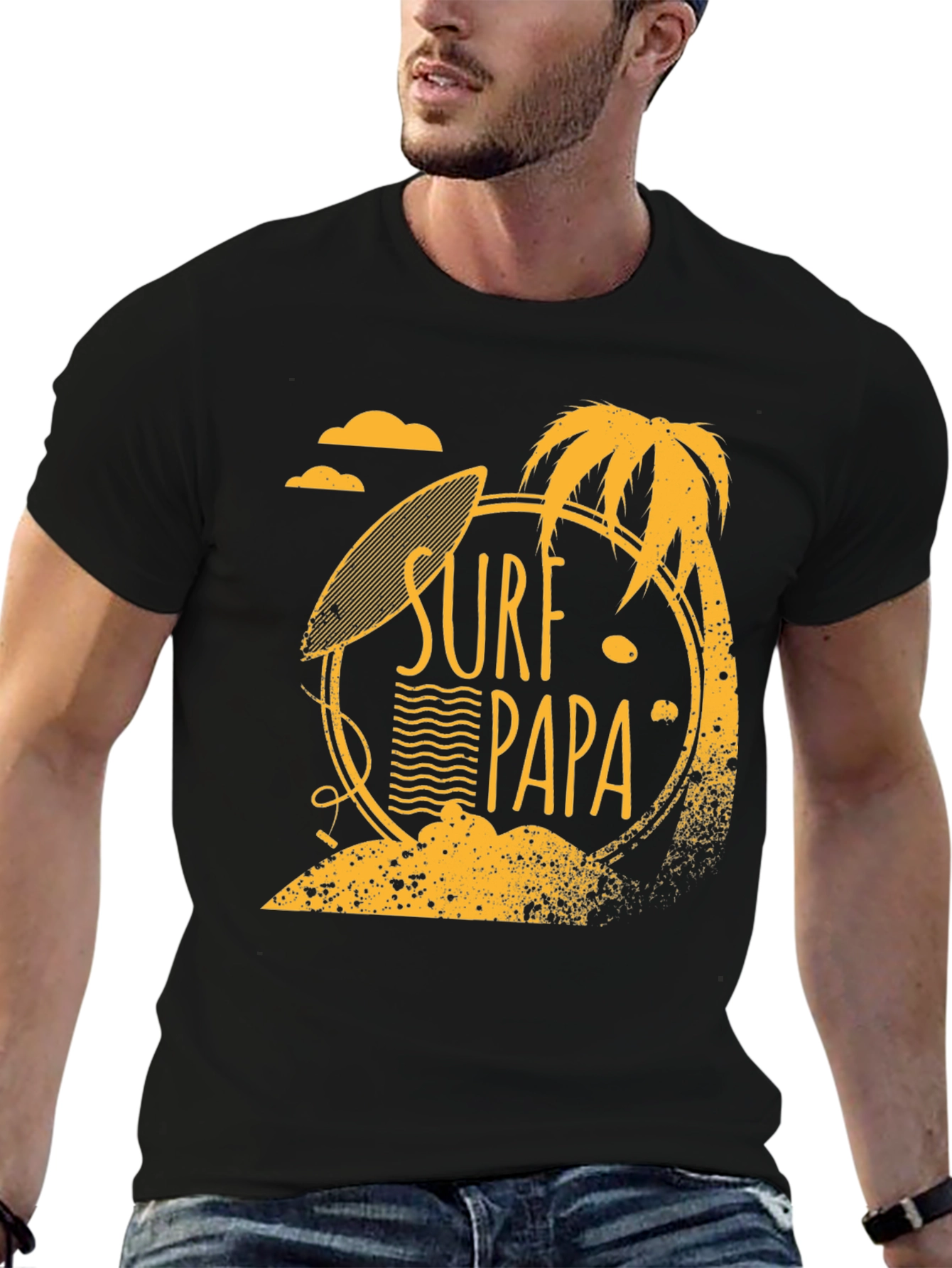 Surf Papa Graphic T-Shirt - Black Cotton Tee