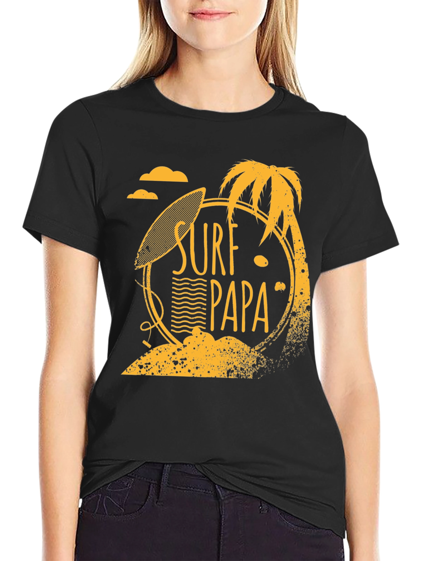 Surf Papa Graphic T-Shirt - Black Cotton Tee