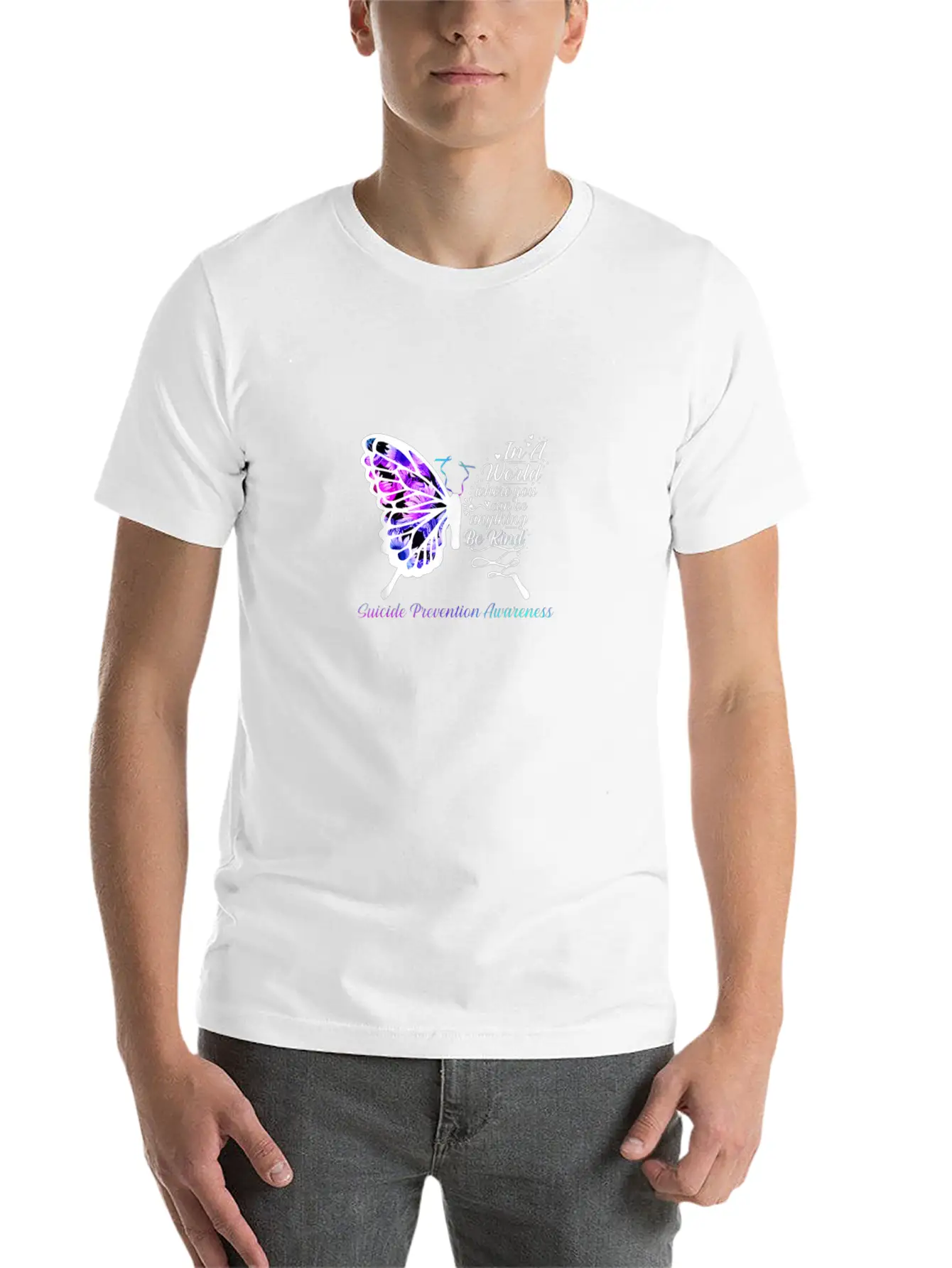 Suicide Prevention Awareness Sunflower Butterfly Classic Fit Graphic Tee For Daily Comfort – Unisex Cotton Shirt