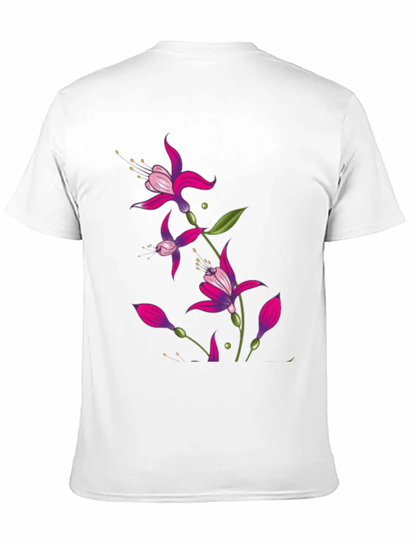 Summer Flowers, Fuchsias. Purple, Pink. Basic Graphic T-Shirt – Daily Comfort In Soft Cotton