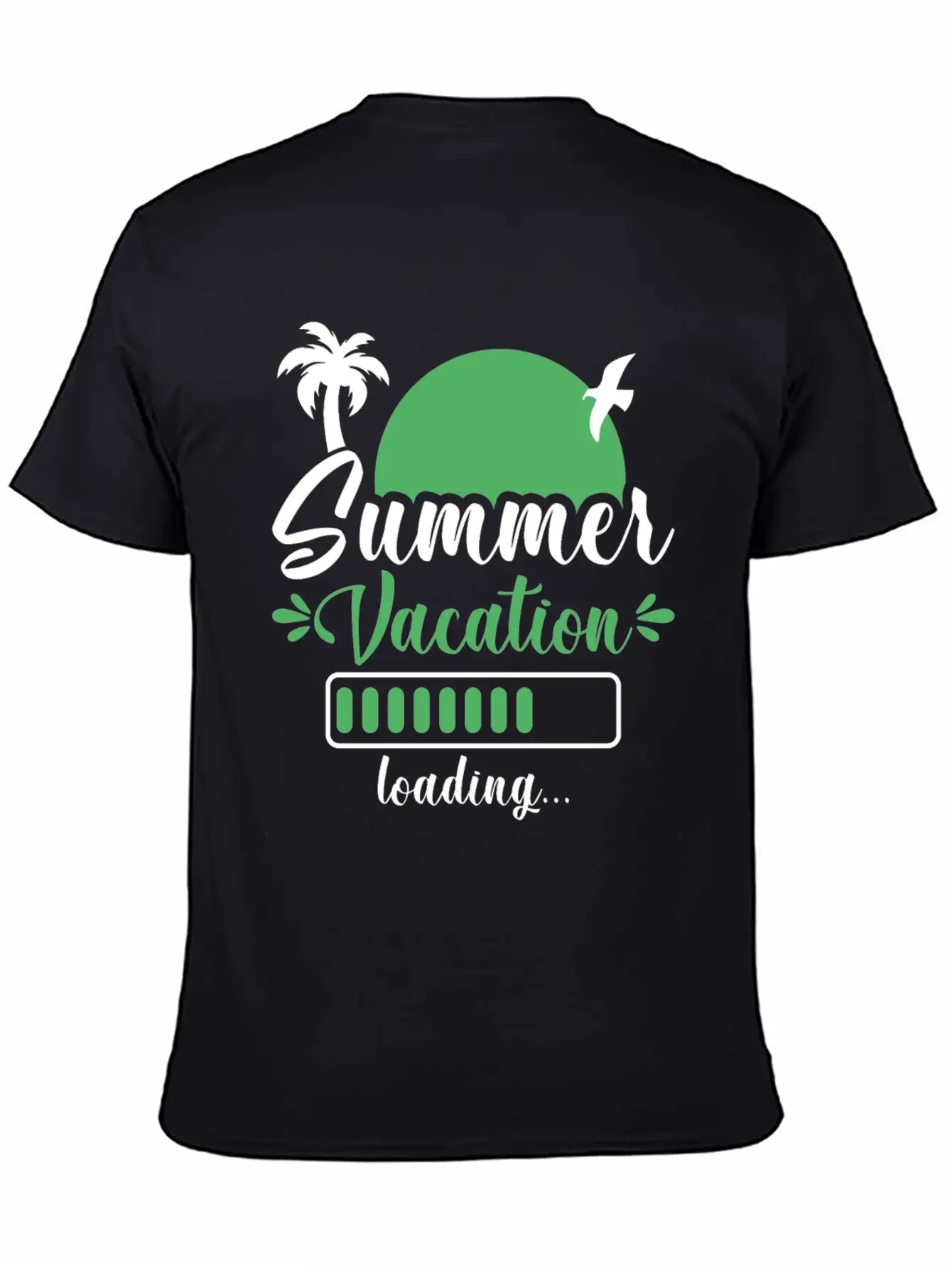 Summer Vacation Loading , Palm Trees Sun Relaxed Everyday Tee – Lightweight And Durable Cotton