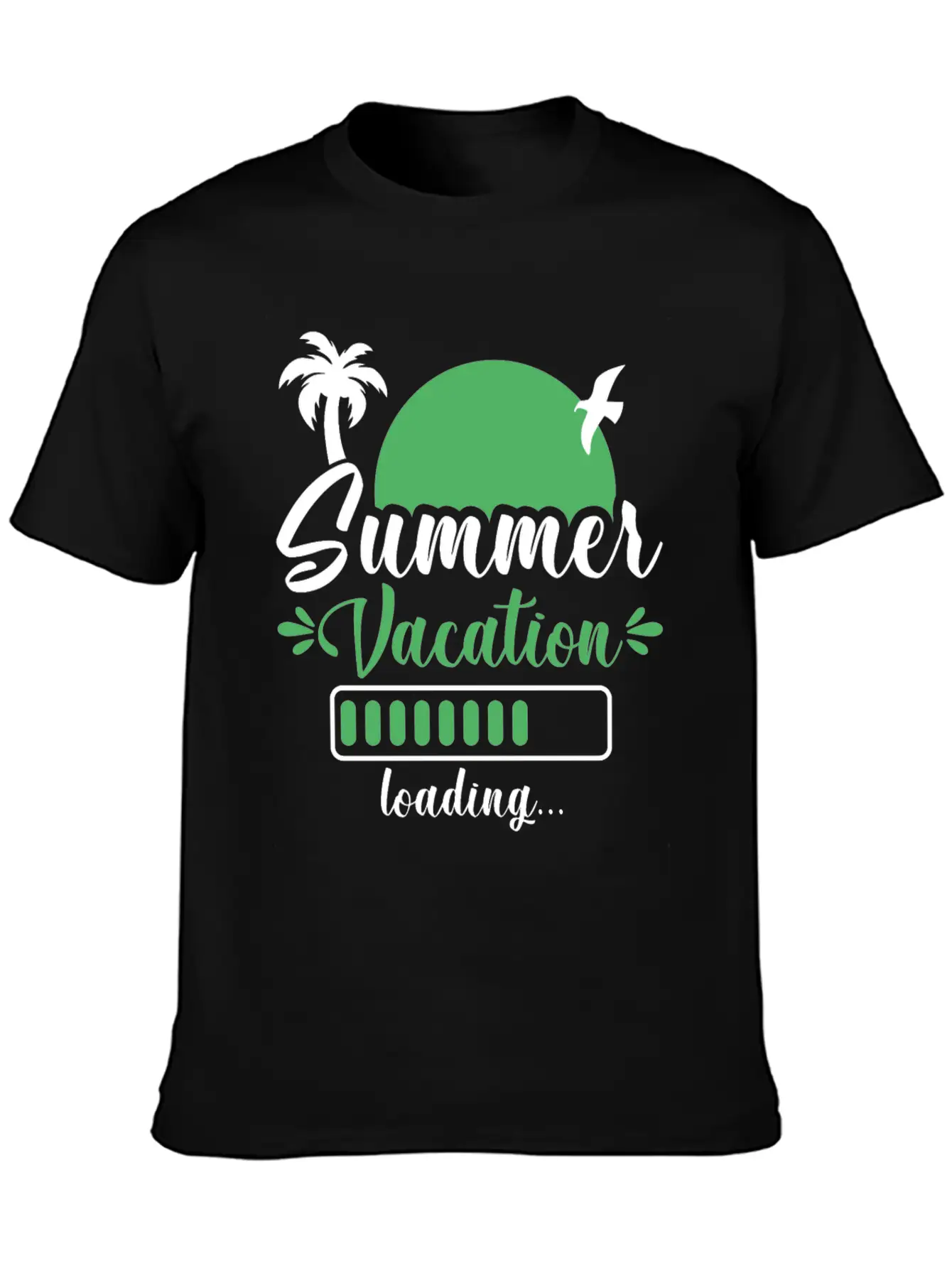 Summer Vacation Loading , Palm Trees Sun Relaxed Everyday Tee – Lightweight And Durable Cotton
