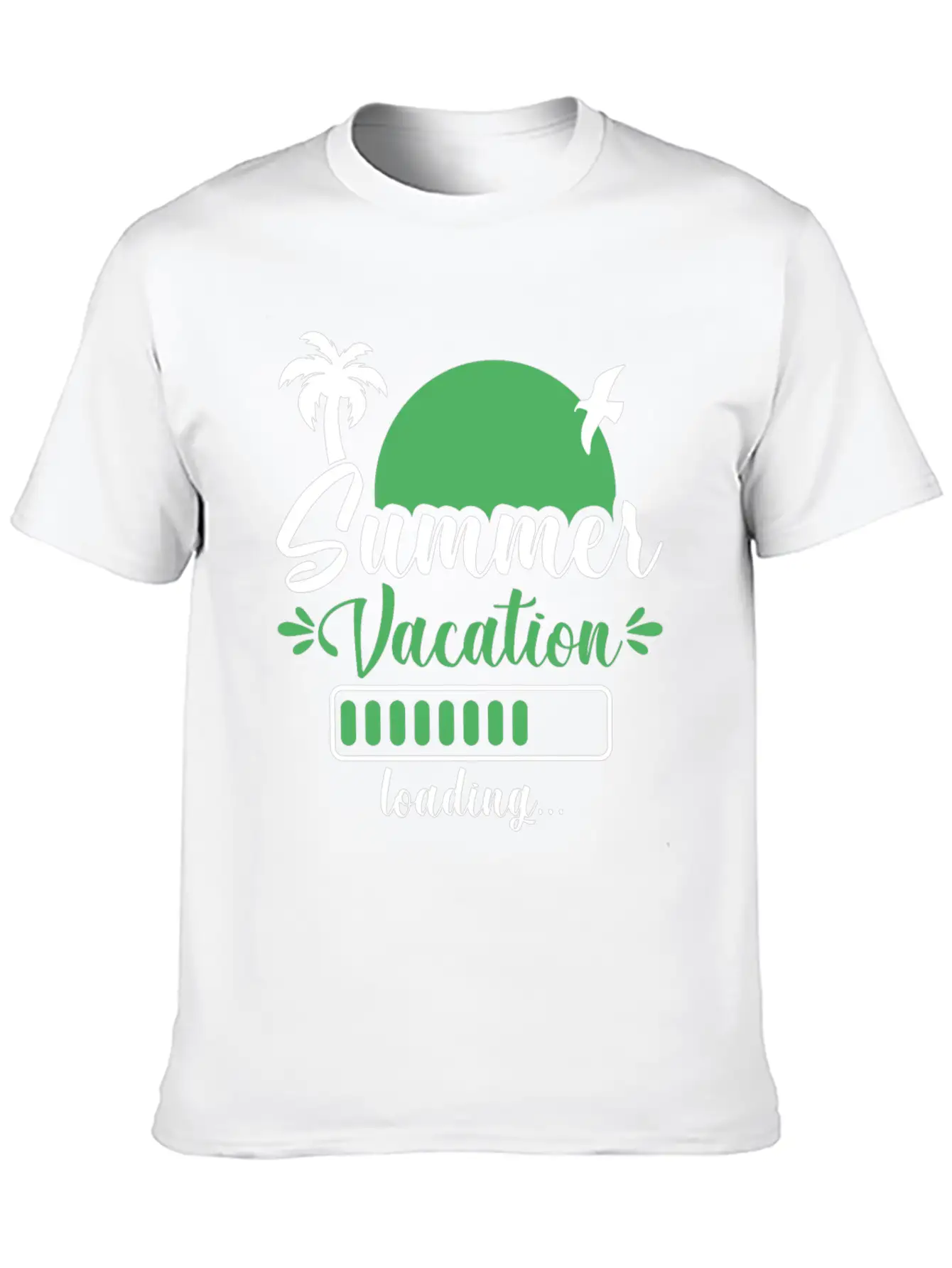 Summer Vacation Loading , Palm Trees Sun Relaxed Everyday Tee – Lightweight And Durable Cotton