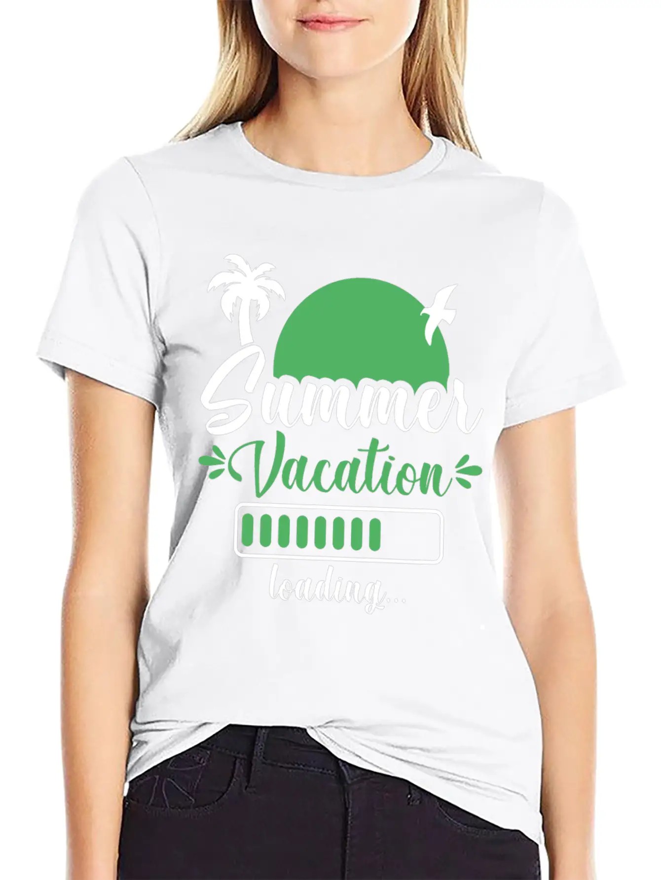 Summer Vacation Loading , Palm Trees Sun Relaxed Everyday Tee – Lightweight And Durable Cotton