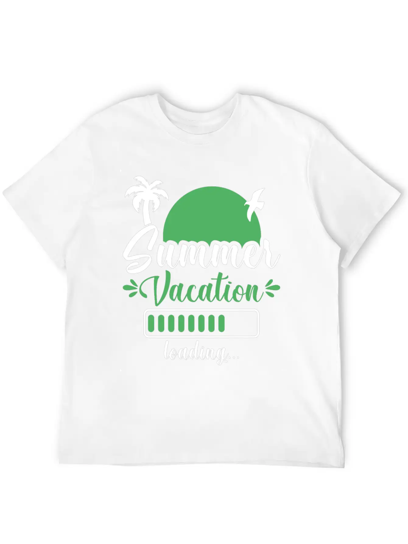 Summer Vacation Loading , Palm Trees Sun Relaxed Everyday Tee – Lightweight And Durable Cotton