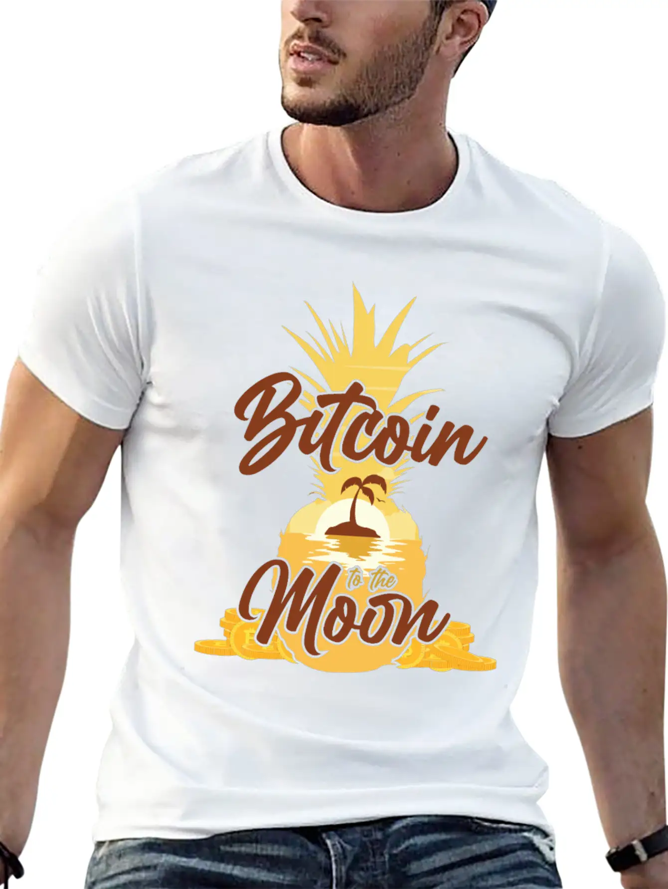 Summer With Bitcoin, Crypto Modern Fit Casual T-Shirt – Clean And Versatile Design