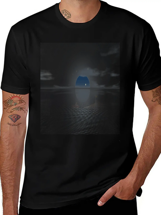 Sun And Moon Behind Boats Basic Graphic T-Shirt – Daily Comfort In Soft Cotton