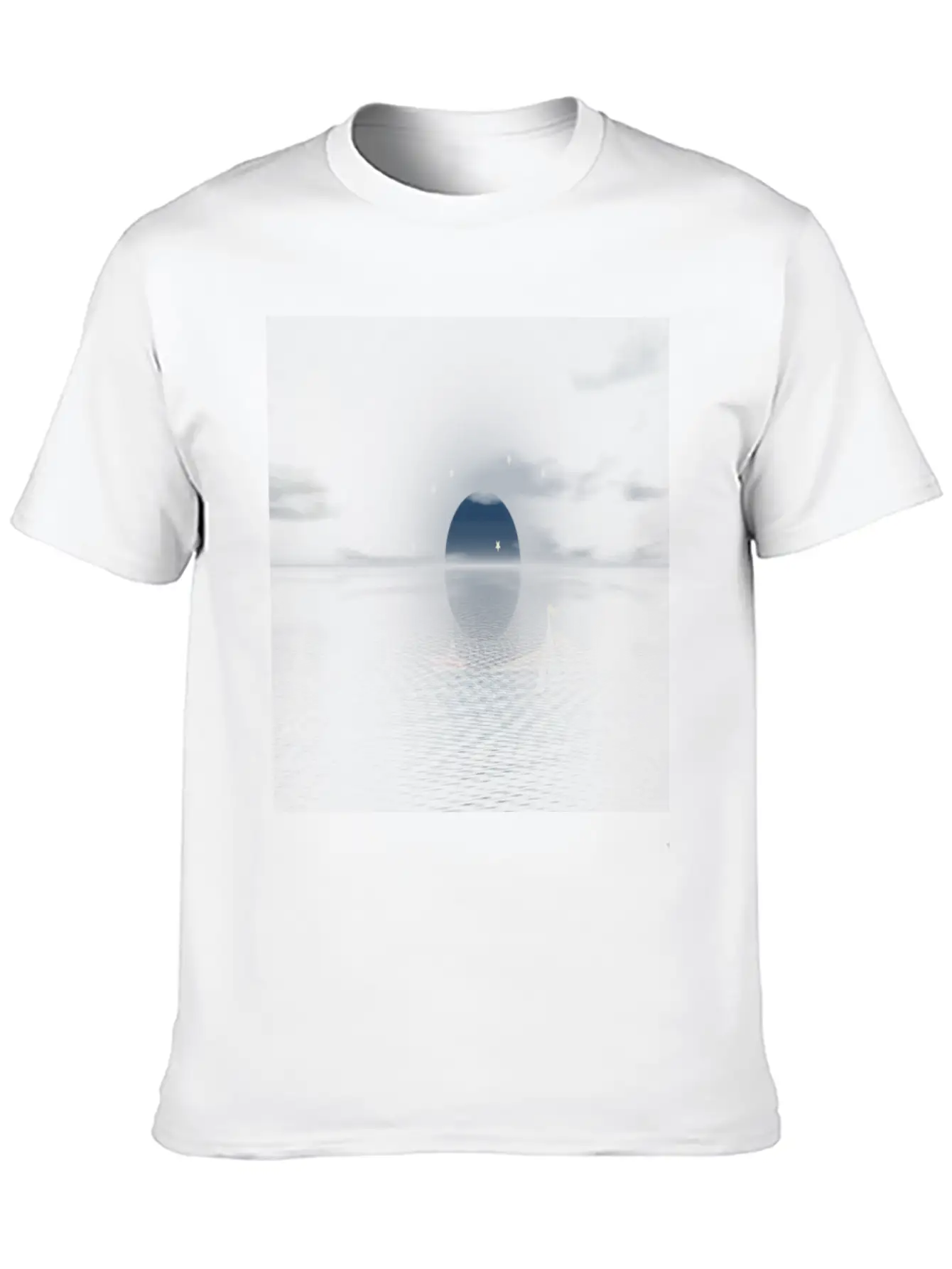 Sun And Moon Behind Boats Basic Graphic T-Shirt – Daily Comfort In Soft Cotton