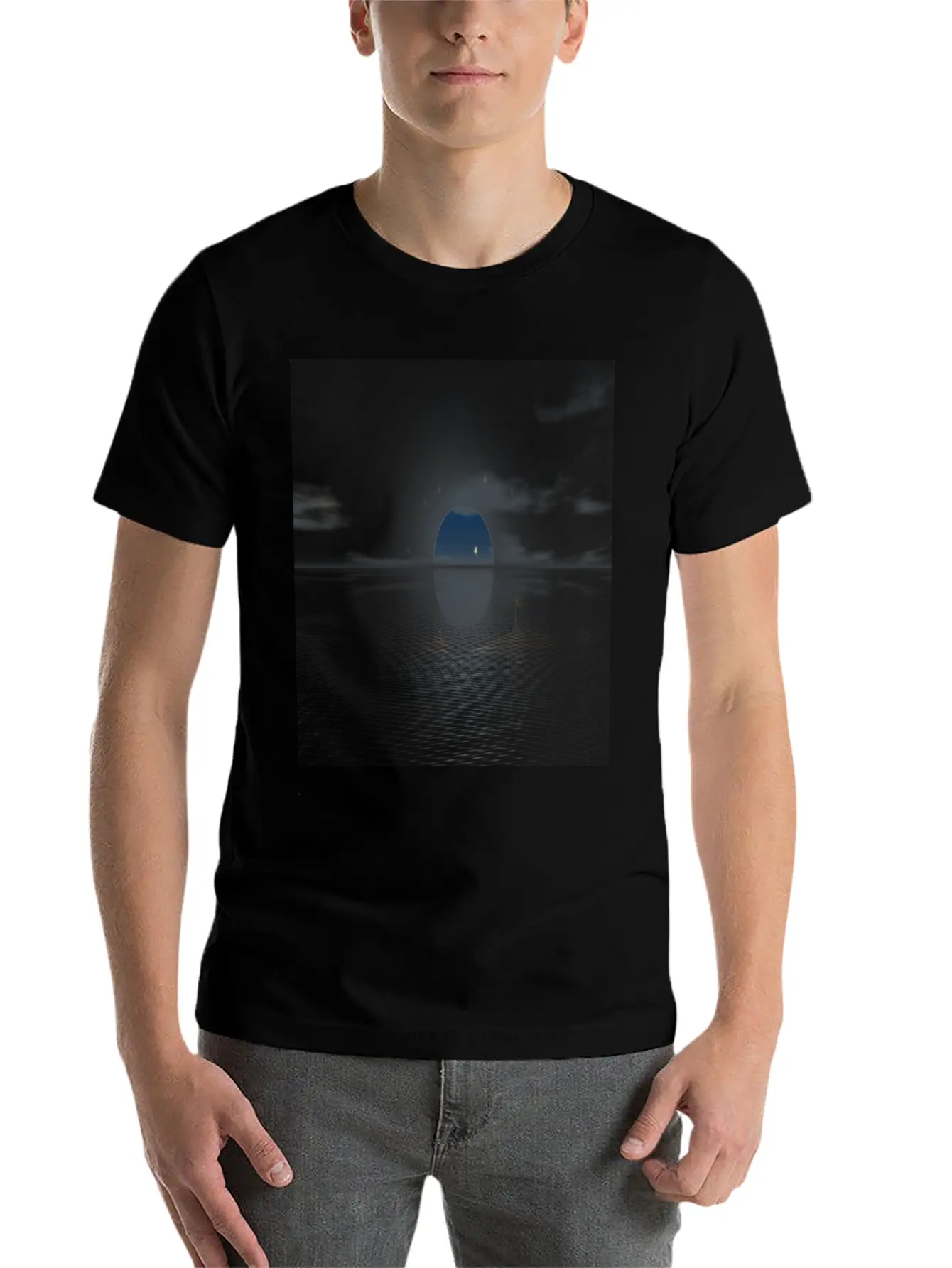 Sun And Moon Behind Boats Basic Graphic T-Shirt – Daily Comfort In Soft Cotton