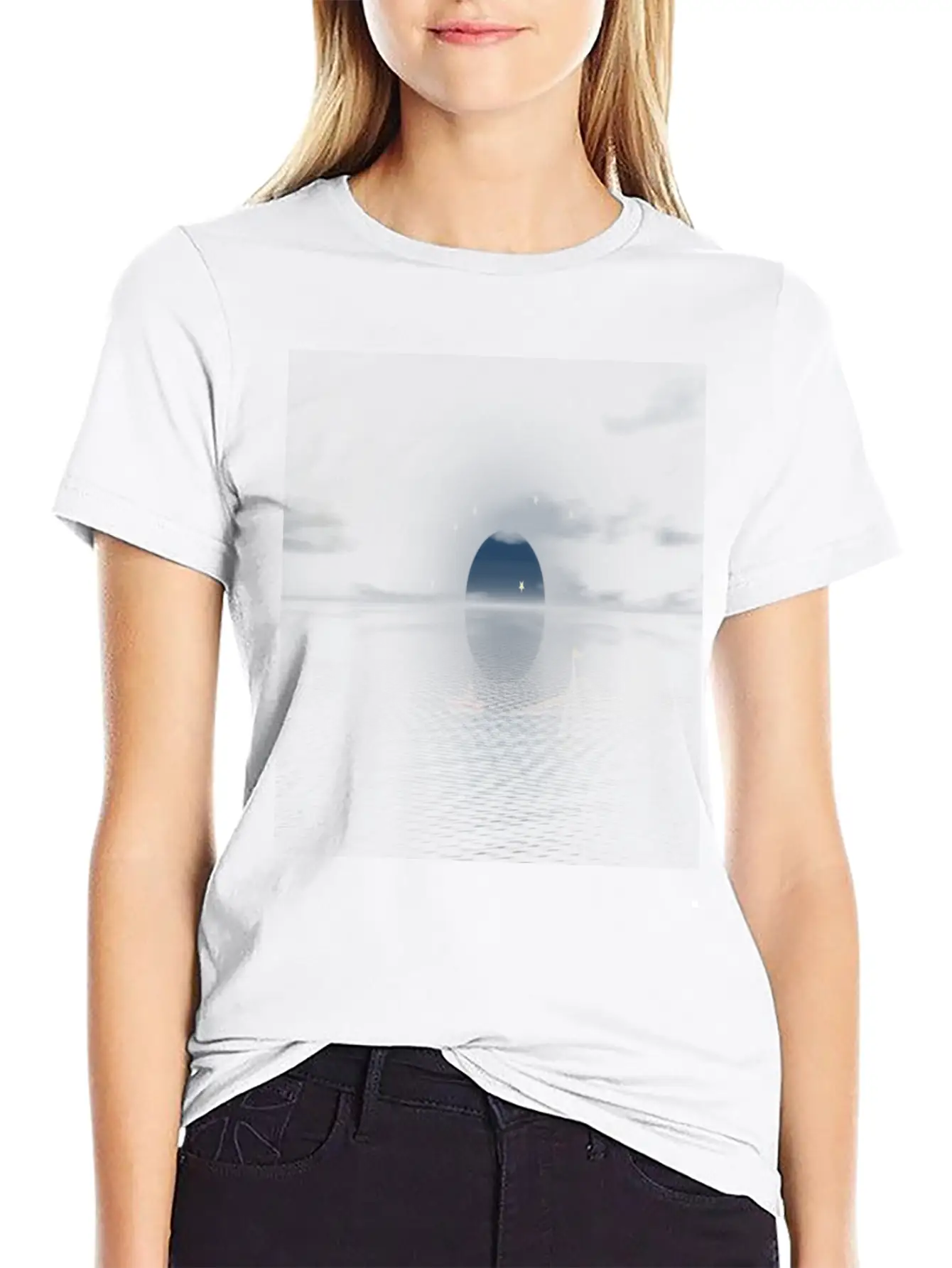 Sun And Moon Behind Boats Basic Graphic T-Shirt – Daily Comfort In Soft Cotton