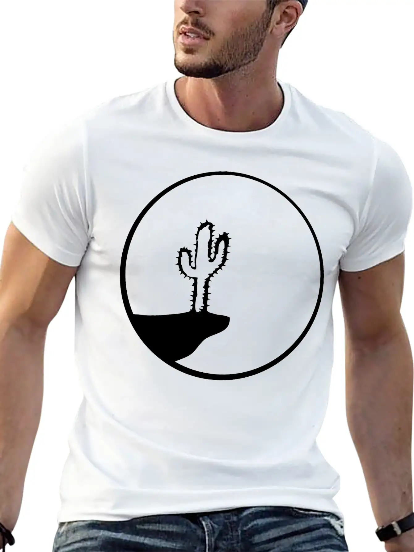 Sun Night Moon Cliff Mountainside Werewolf Cactus Unisex Casual T-Shirt – Clean Design For Daily Comfort