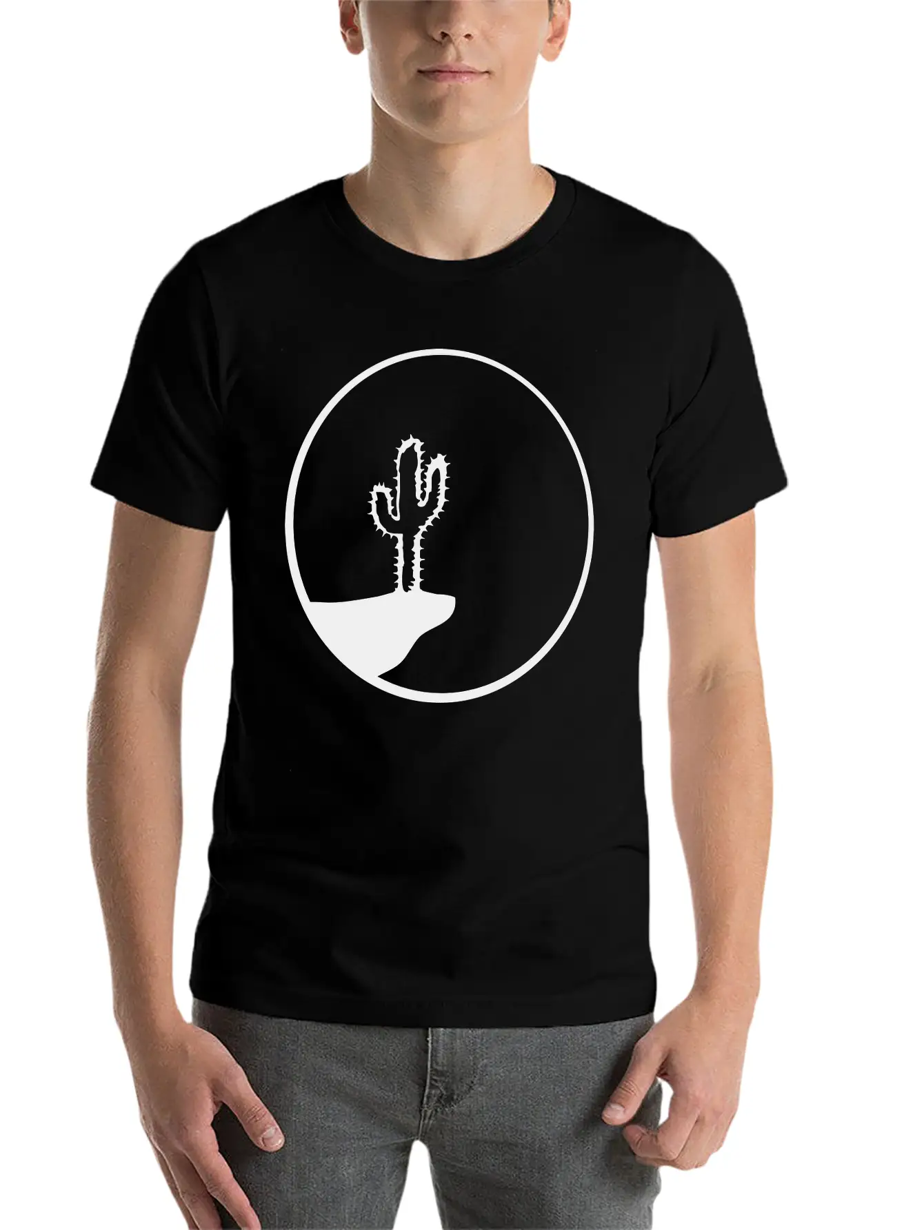 Sun Night Moon Cliff Mountainside Werewolf Cactus Unisex Casual T-Shirt – Clean Design For Daily Comfort