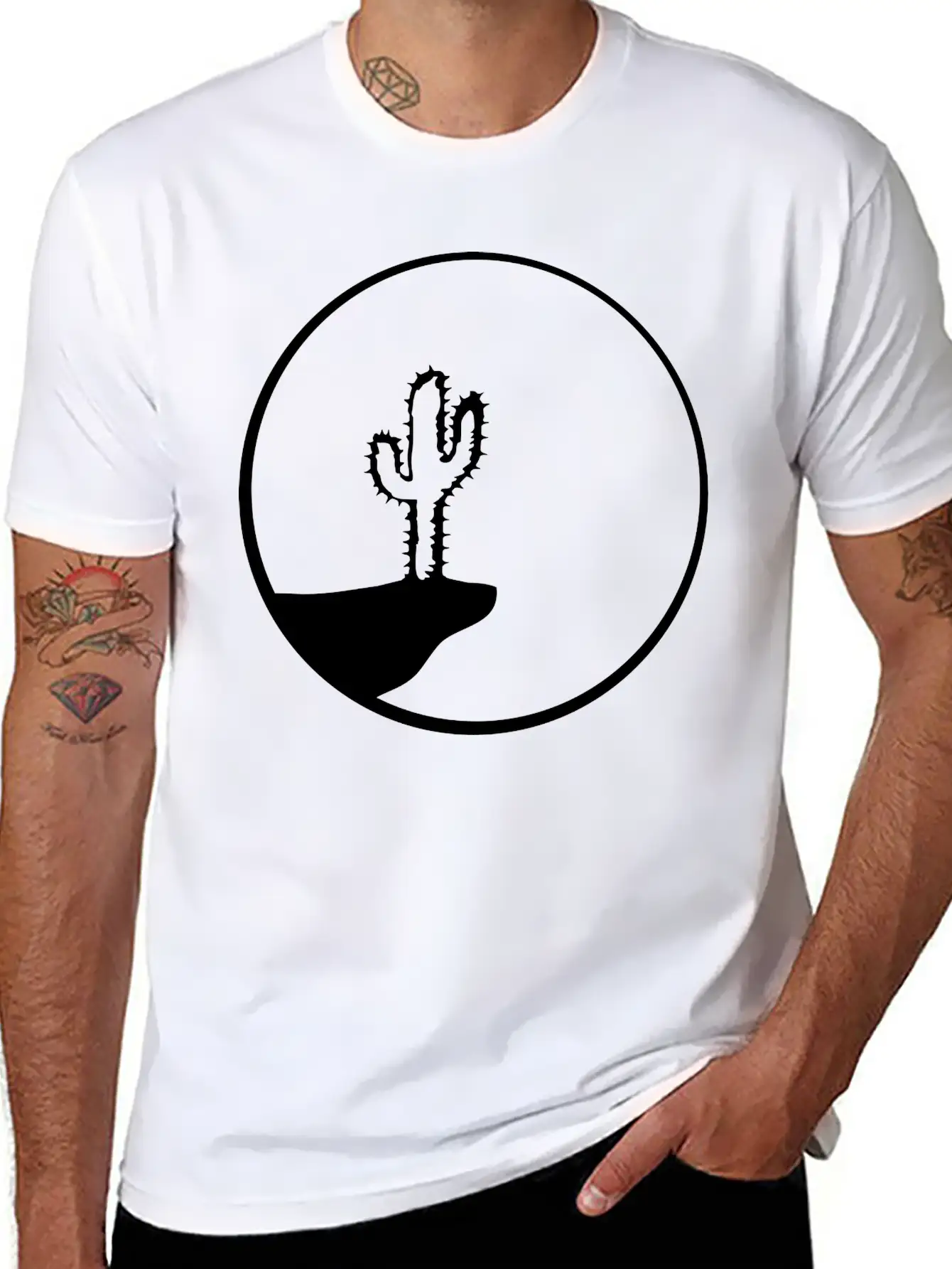 Sun Night Moon Cliff Mountainside Werewolf Cactus Unisex Casual T-Shirt – Clean Design For Daily Comfort