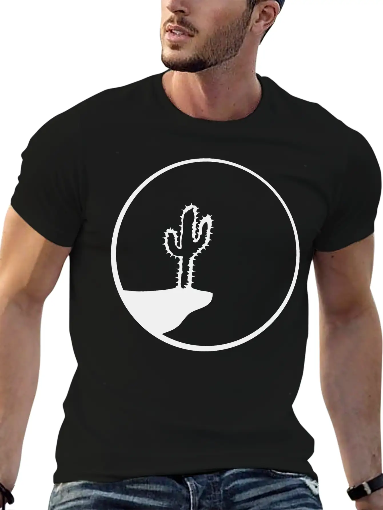Sun Night Moon Cliff Mountainside Werewolf Cactus Unisex Casual T-Shirt – Clean Design For Daily Comfort