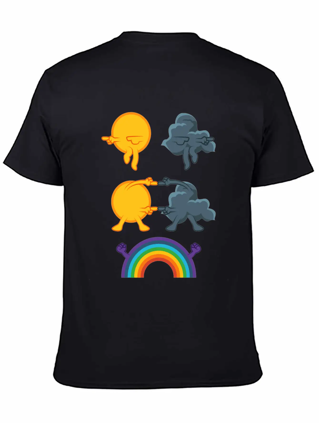 Sun Rain Clouds Rainbow Basic Graphic T-Shirt – Daily Comfort In Soft Cotton