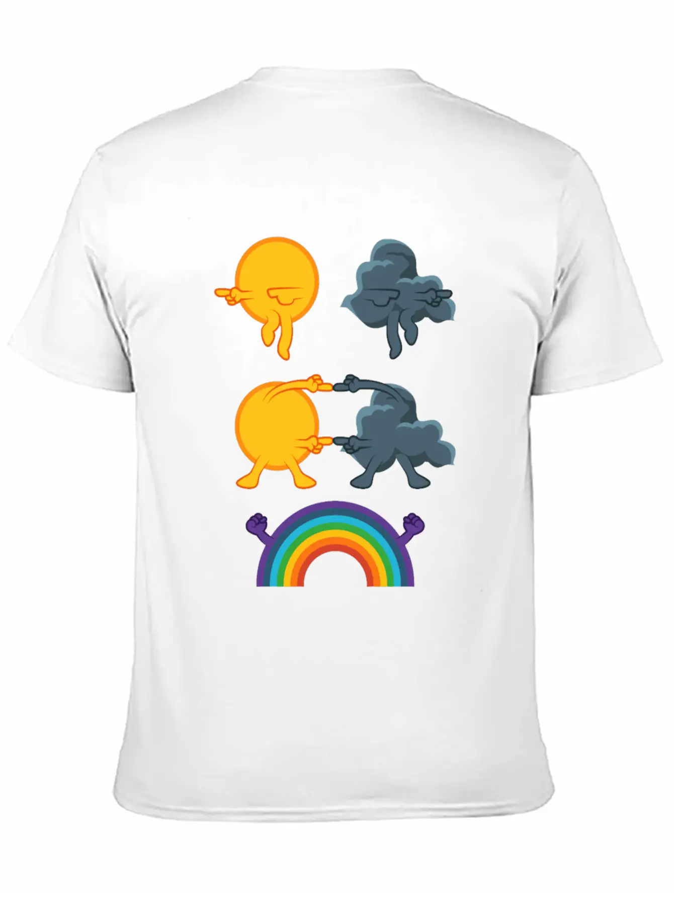Sun Rain Clouds Rainbow Basic Graphic T-Shirt – Daily Comfort In Soft Cotton