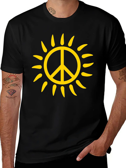 Sun Rays Sunbeam Bright Round Circle No Peace Sign Lightweight Cotton T-Shirt – Daily Comfort Graphic Shirt