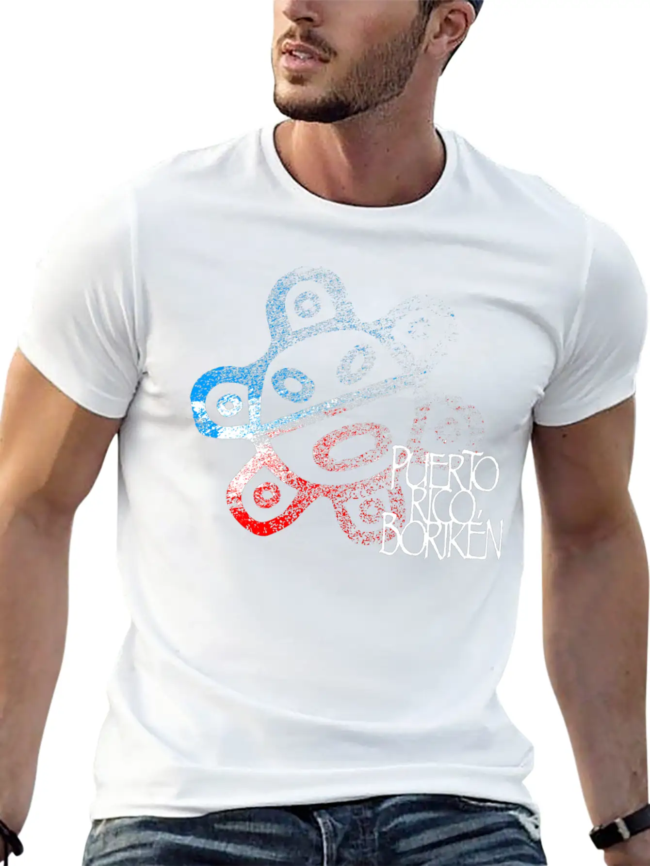 Sun Taino Puerto Rico Flag Colors Grunge Style Essential Cotton Tee For Daily Outfits – Unisex Style
