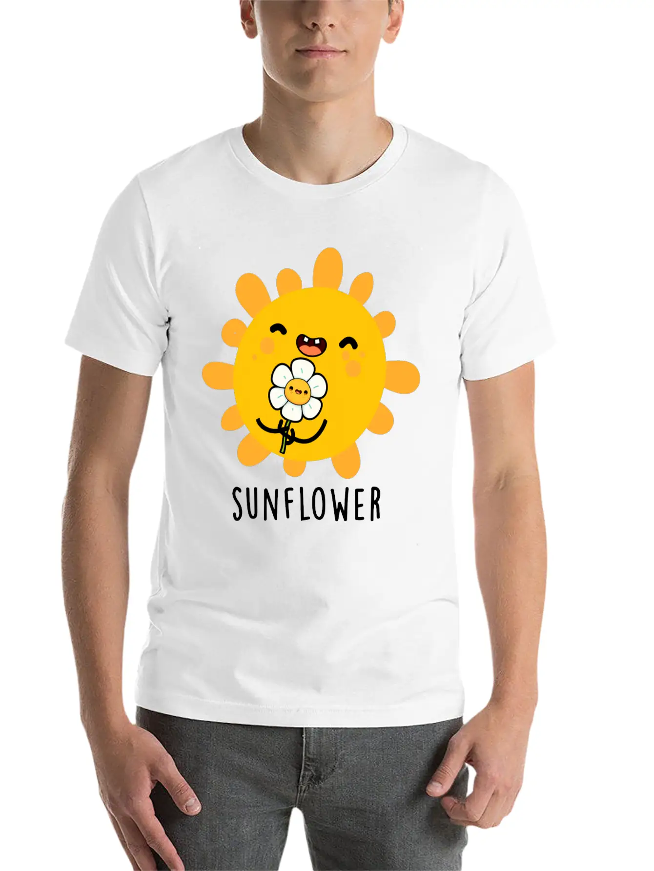 Sunflower Cute Sun And Flower Stylish Everyday T-Shirt – Unisex Basic Cotton Tee