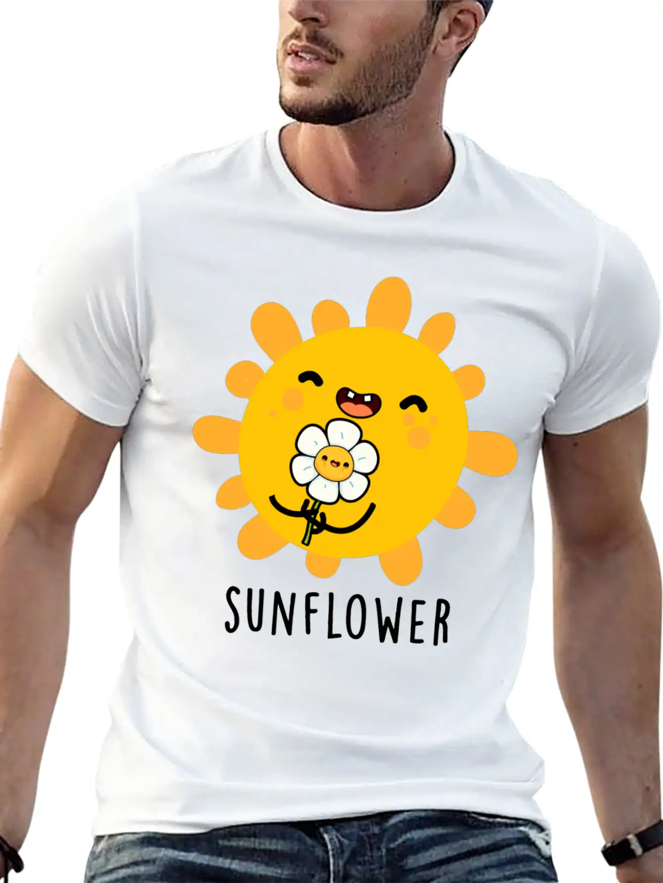 Sunflower Cute Sun And Flower Stylish Everyday T-Shirt – Unisex Basic Cotton Tee