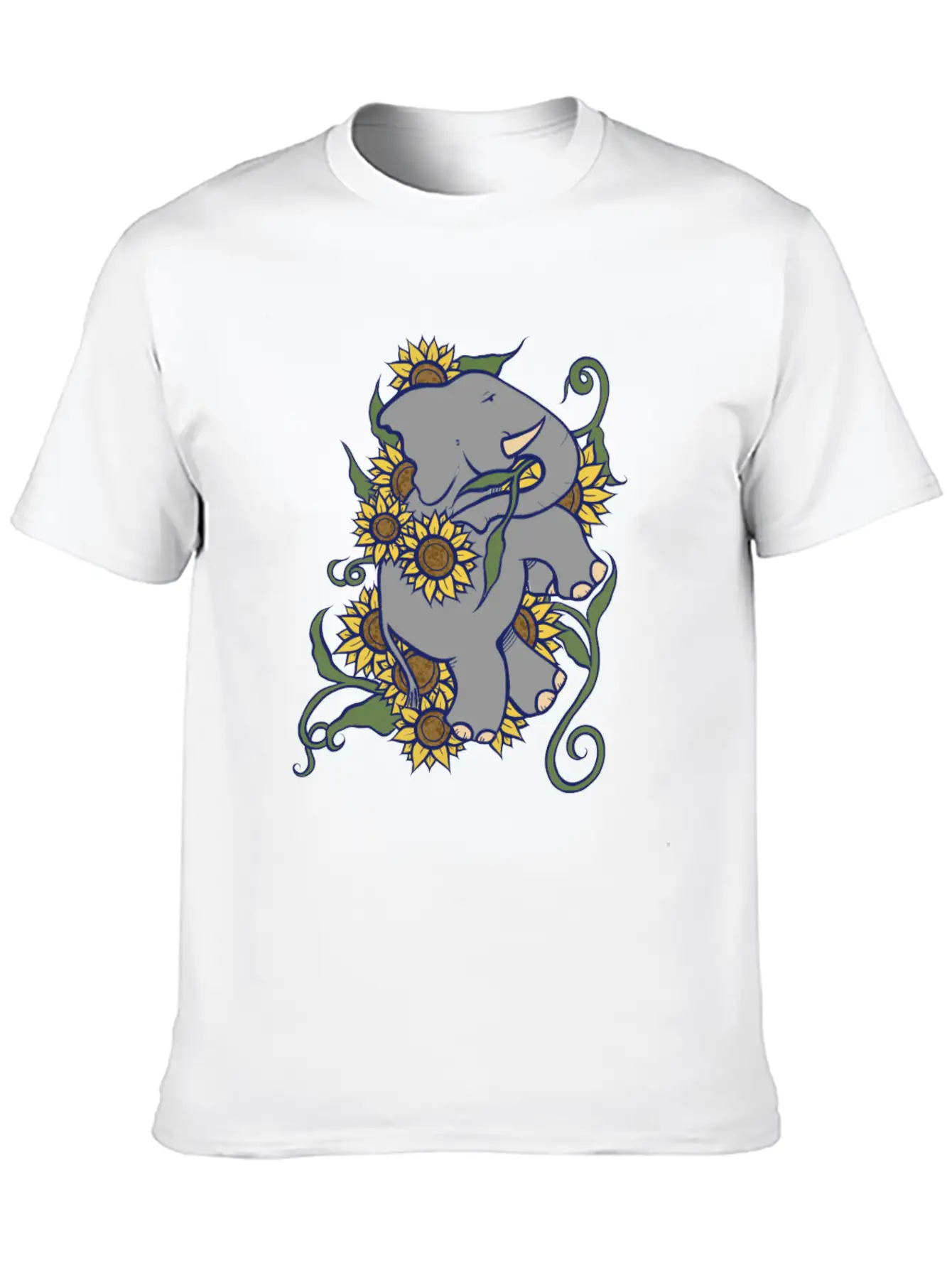 Sunflower Elephant Essential Cotton Tee For Daily Outfits – Unisex Style