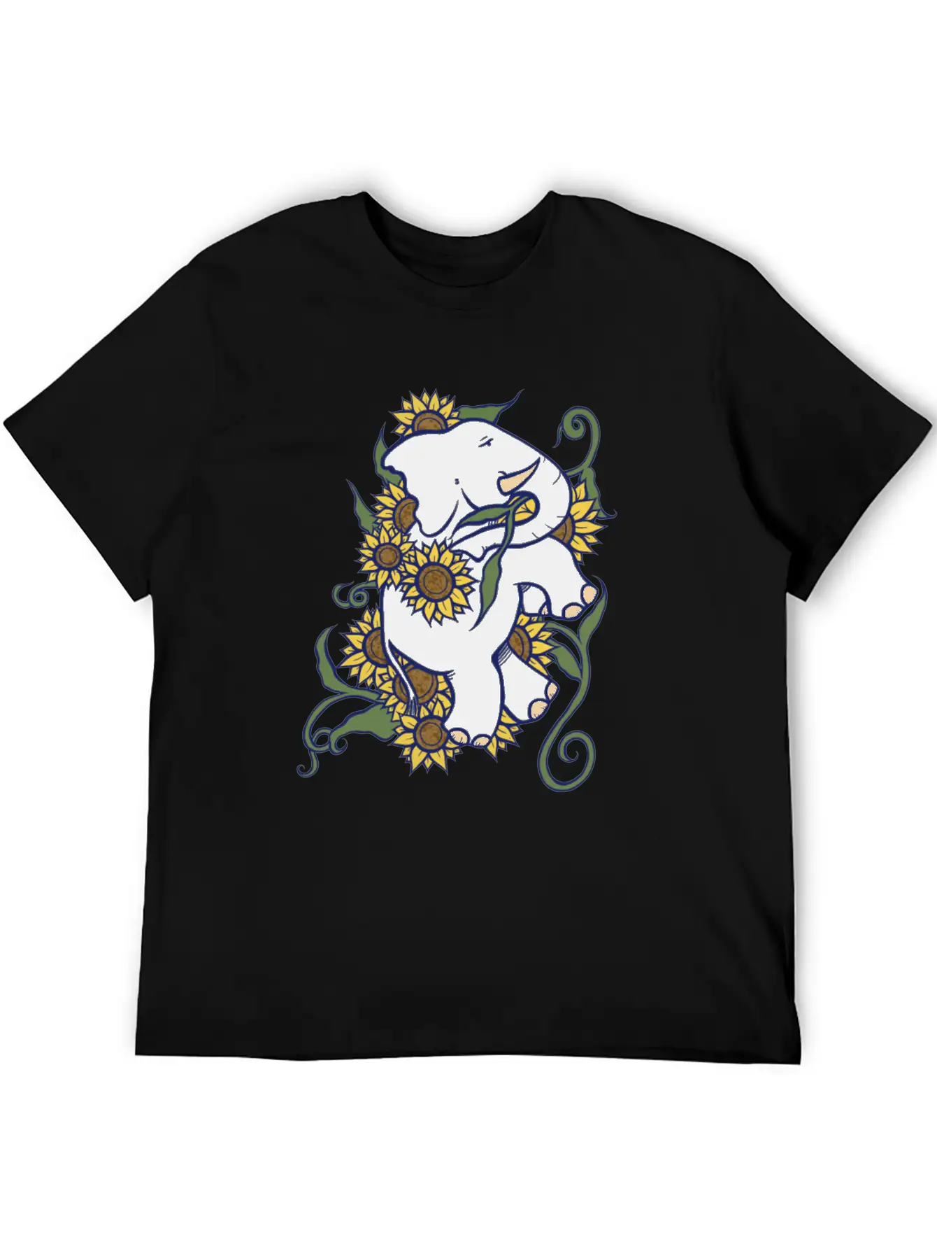 Sunflower Elephant Essential Cotton Tee For Daily Outfits – Unisex Style