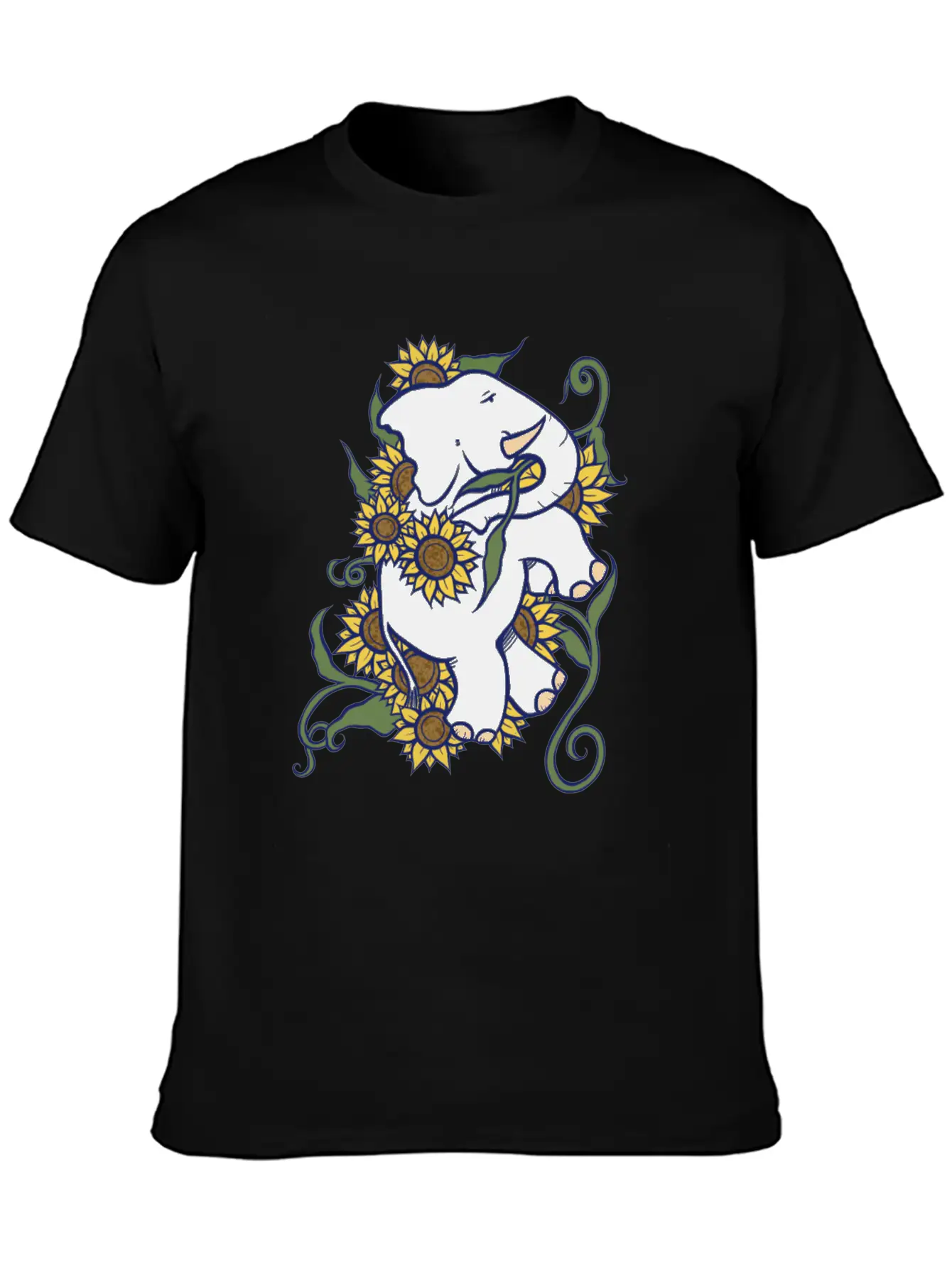 Sunflower Elephant Essential Cotton Tee For Daily Outfits – Unisex Style