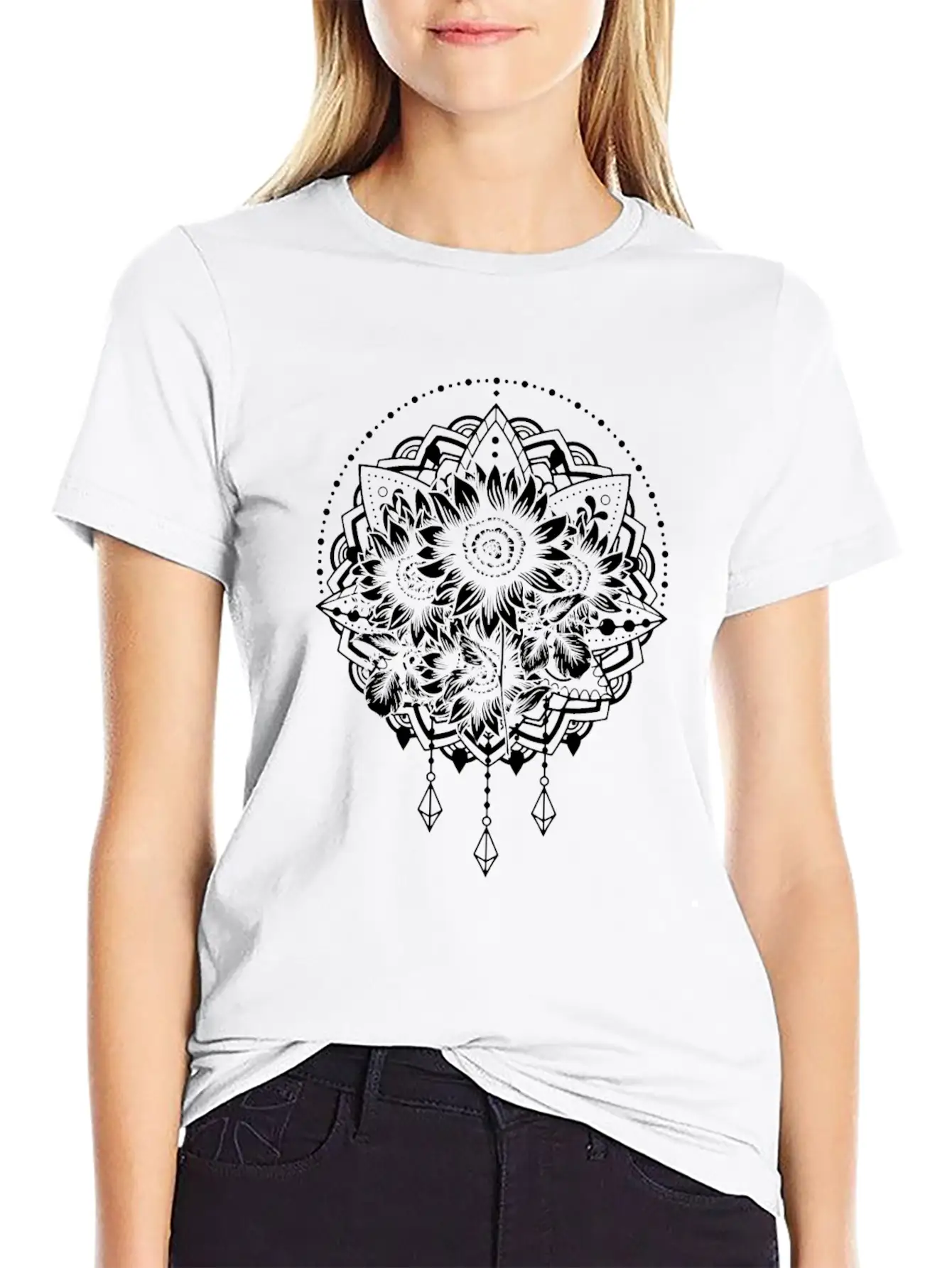 Sunflower Gardening Mandala Modern Fit Casual T-Shirt – Clean And Versatile Design