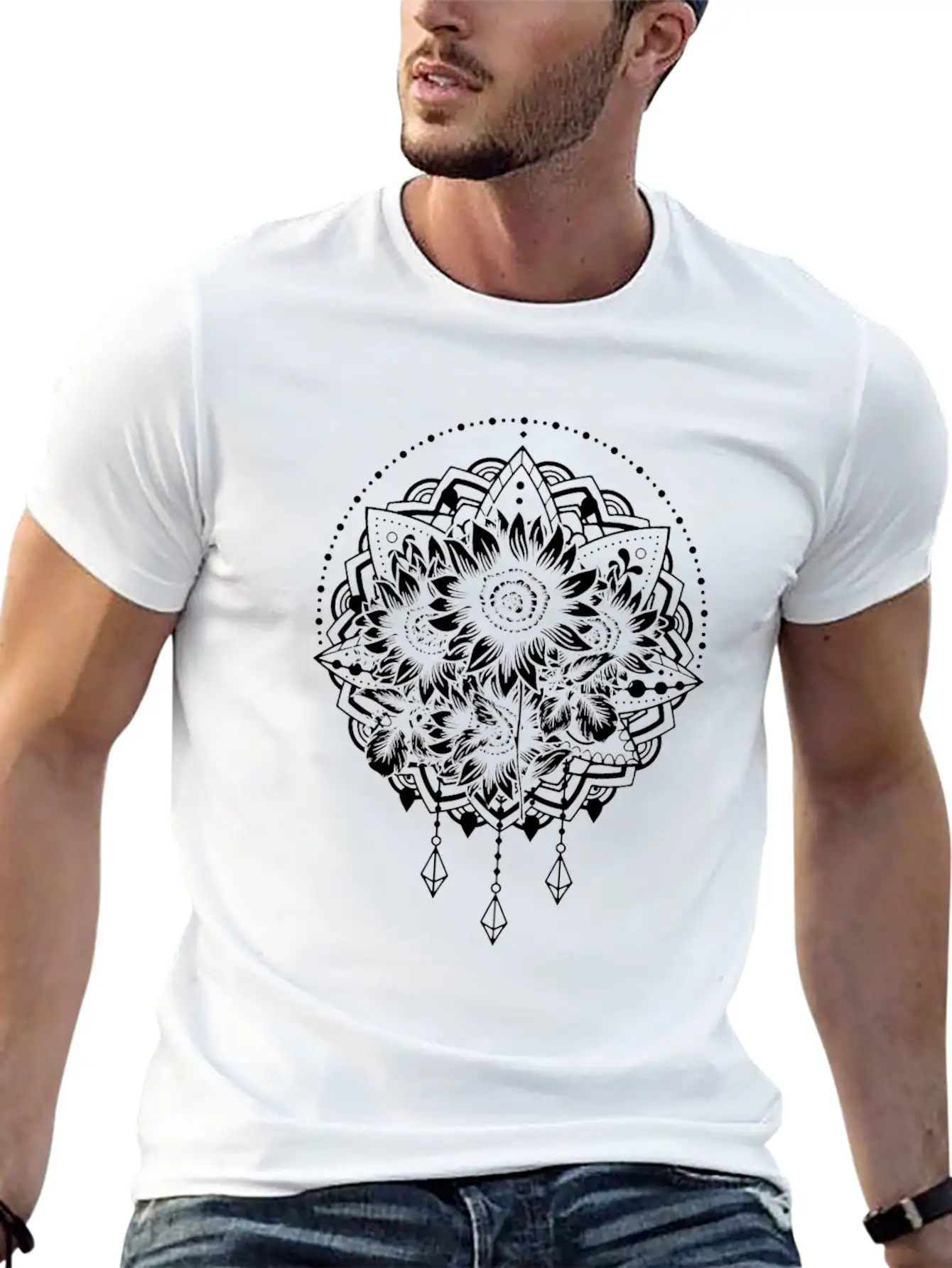 Sunflower Gardening Mandala Modern Fit Casual T-Shirt – Clean And Versatile Design