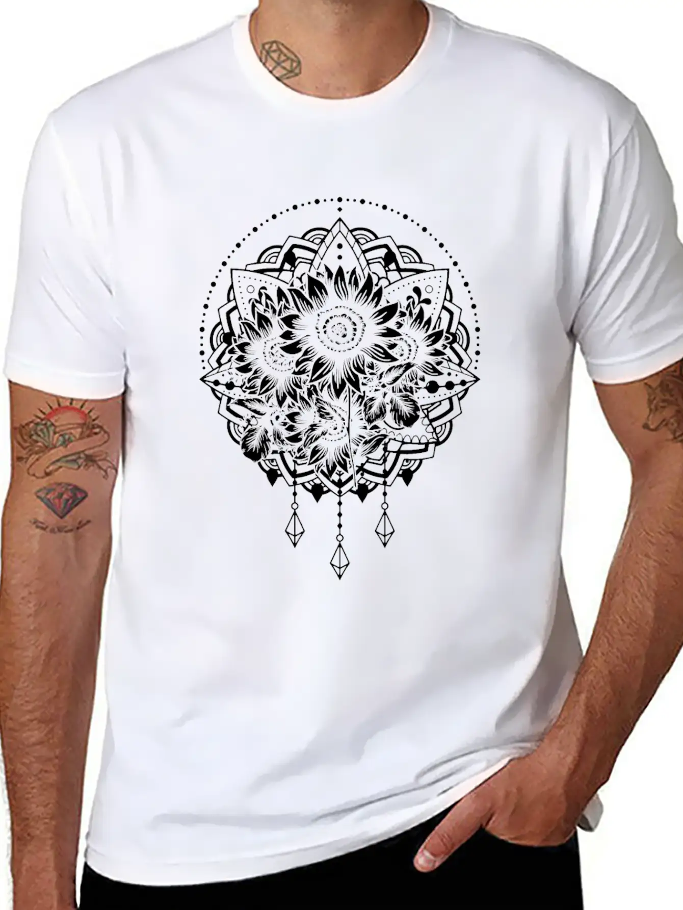 Sunflower Gardening Mandala Modern Fit Casual T-Shirt – Clean And Versatile Design