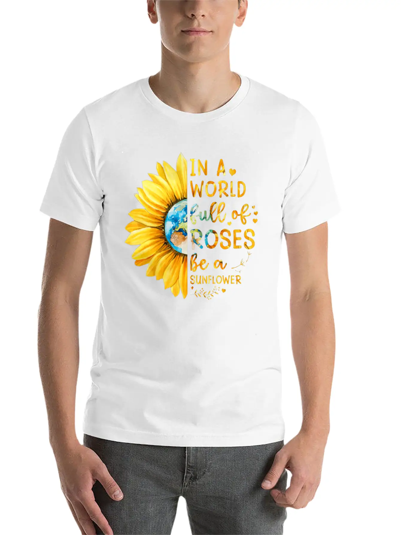 Sunflower Quote Lightweight Cotton T-Shirt – Daily Comfort Graphic Shirt