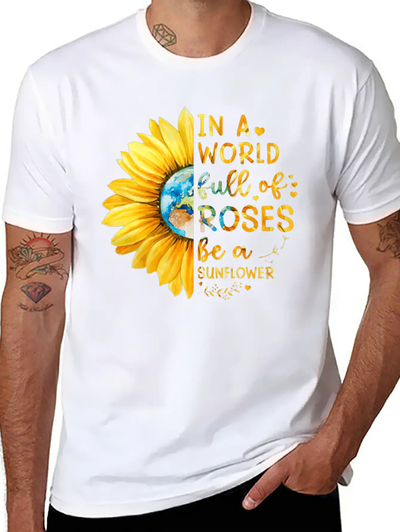 Sunflower Quote Lightweight Cotton T-Shirt – Daily Comfort Graphic Shirt