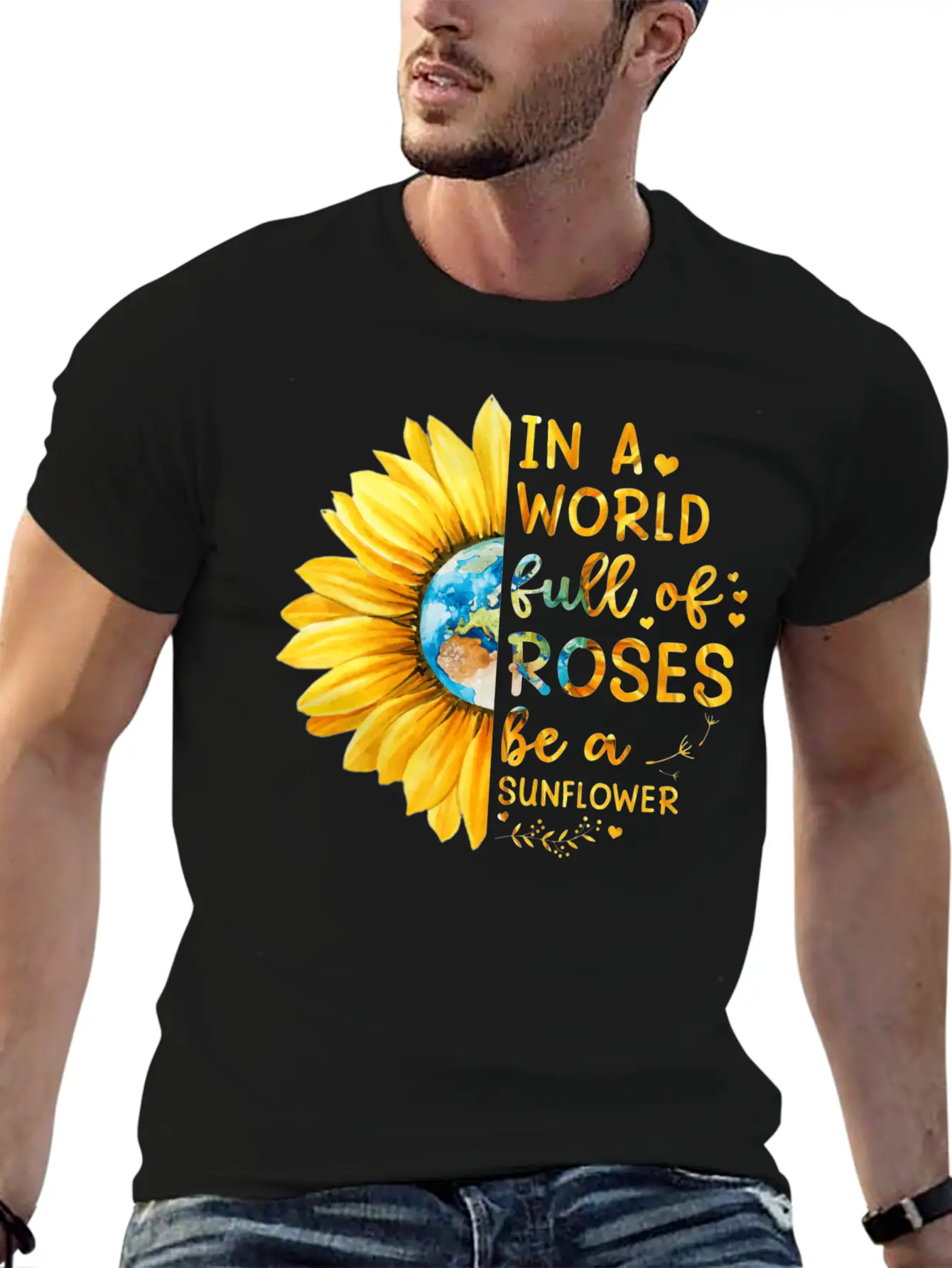 Sunflower Quote Lightweight Cotton T-Shirt – Daily Comfort Graphic Shirt