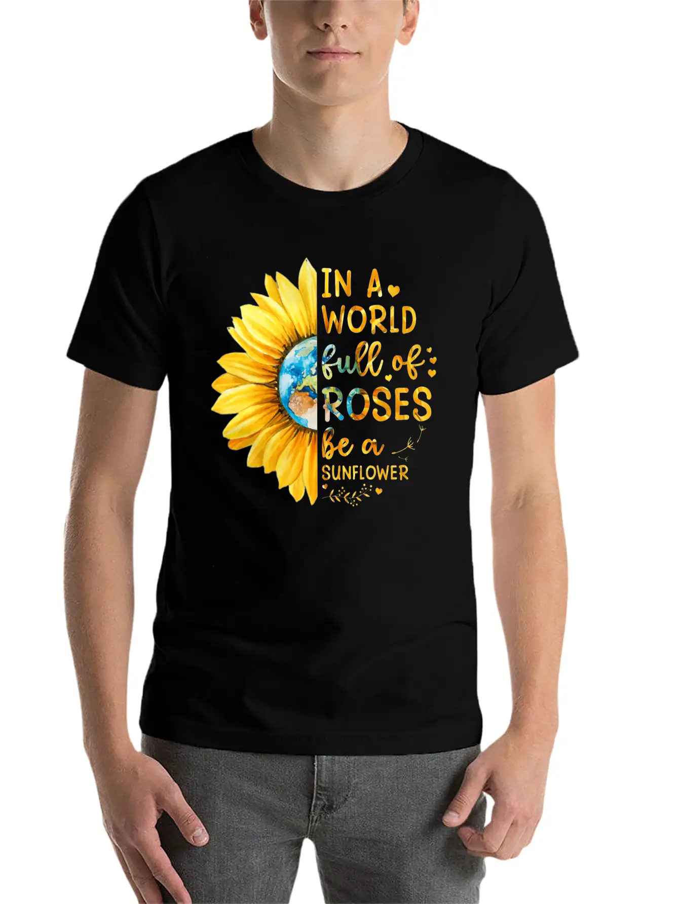 Sunflower Quote Lightweight Cotton T-Shirt – Daily Comfort Graphic Shirt