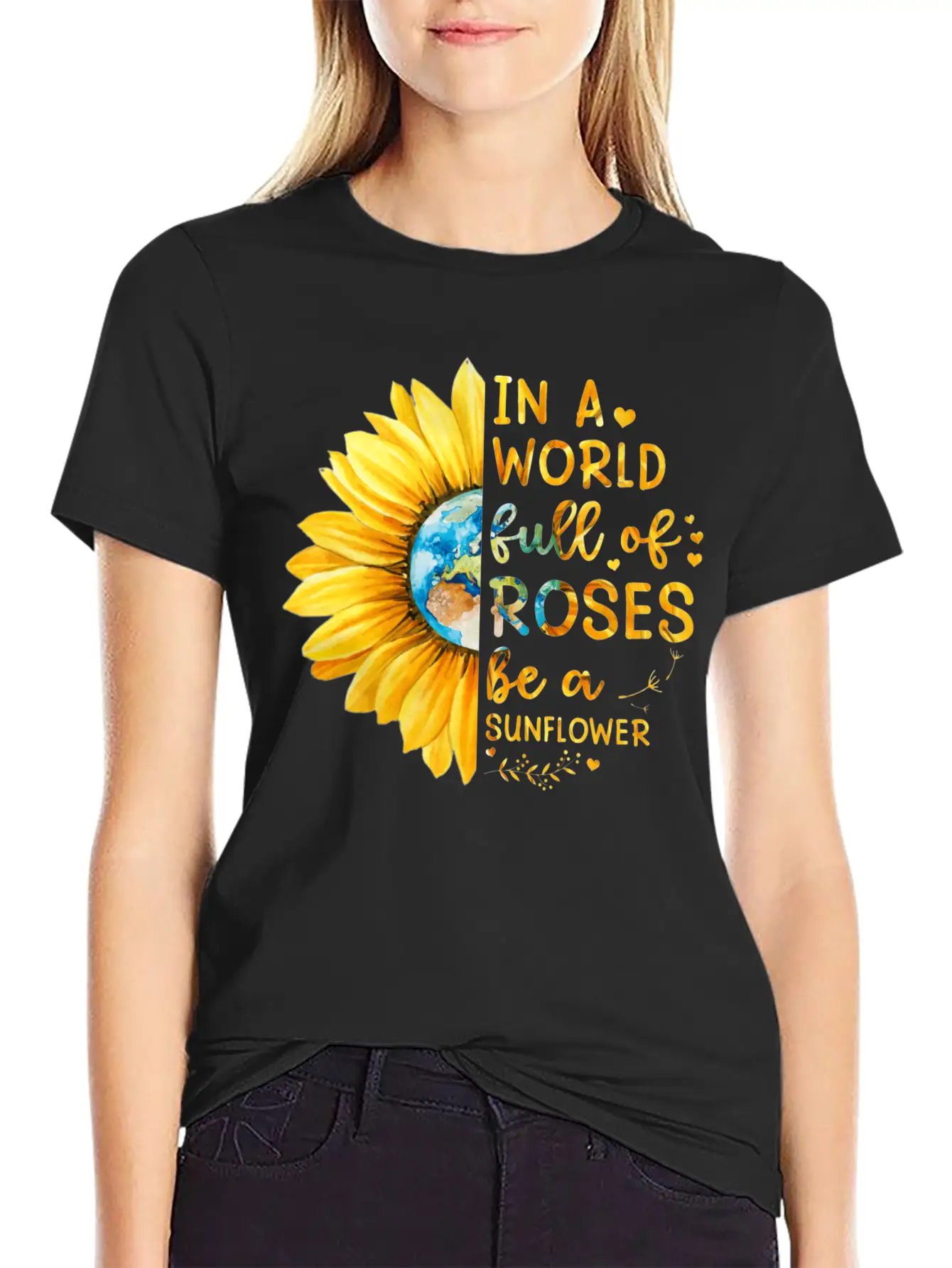 Sunflower Quote Lightweight Cotton T-Shirt – Daily Comfort Graphic Shirt