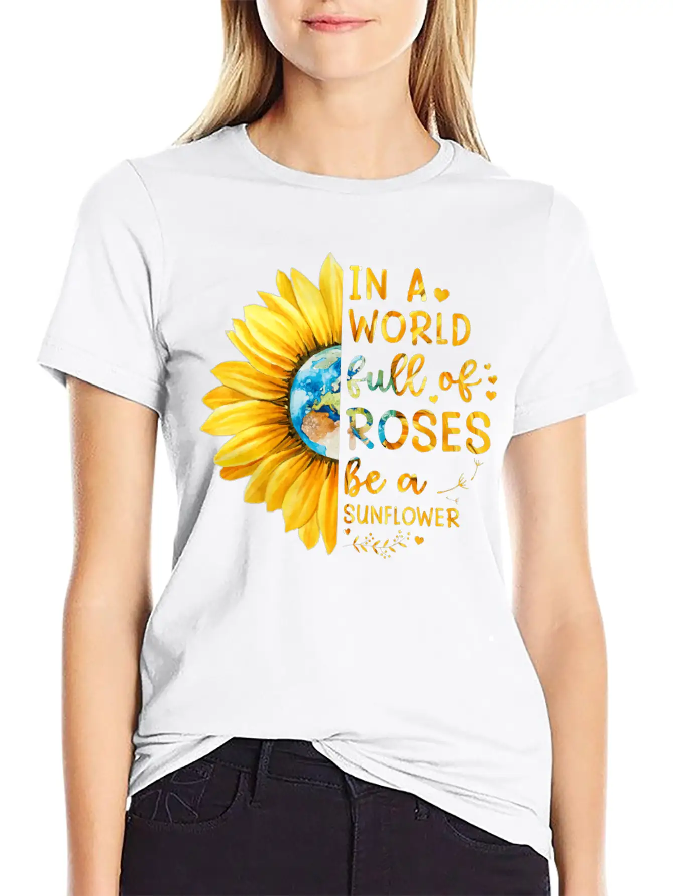Sunflower Quote Lightweight Cotton T-Shirt – Daily Comfort Graphic Shirt